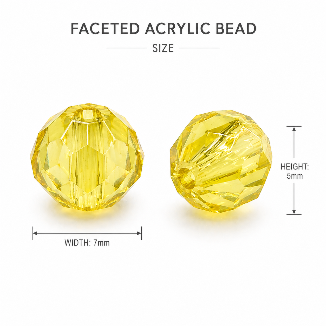 Acrylic Beads Faceted Crystal yellow 500grm