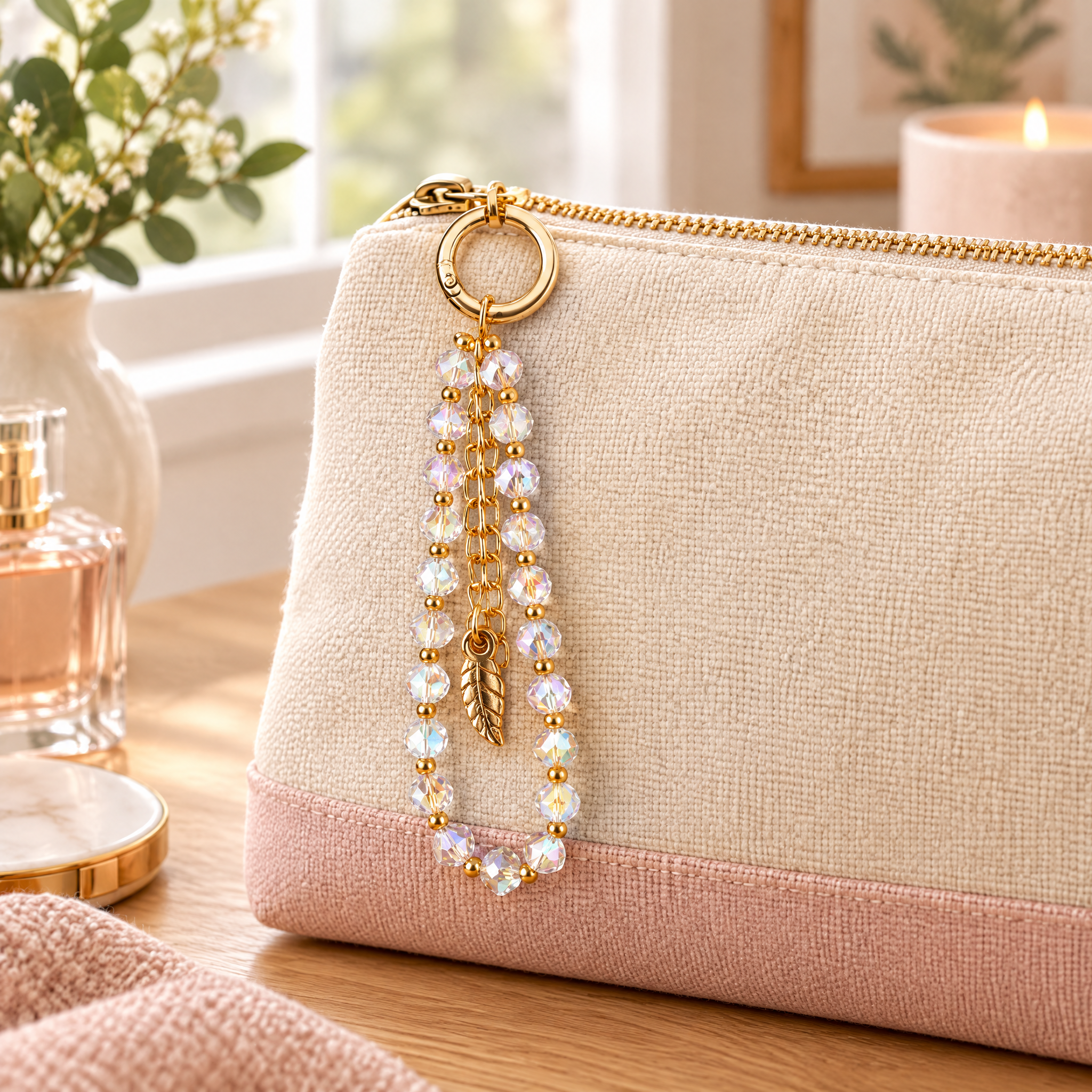 Handmade Bag Charm Crystal Flutter 1pc