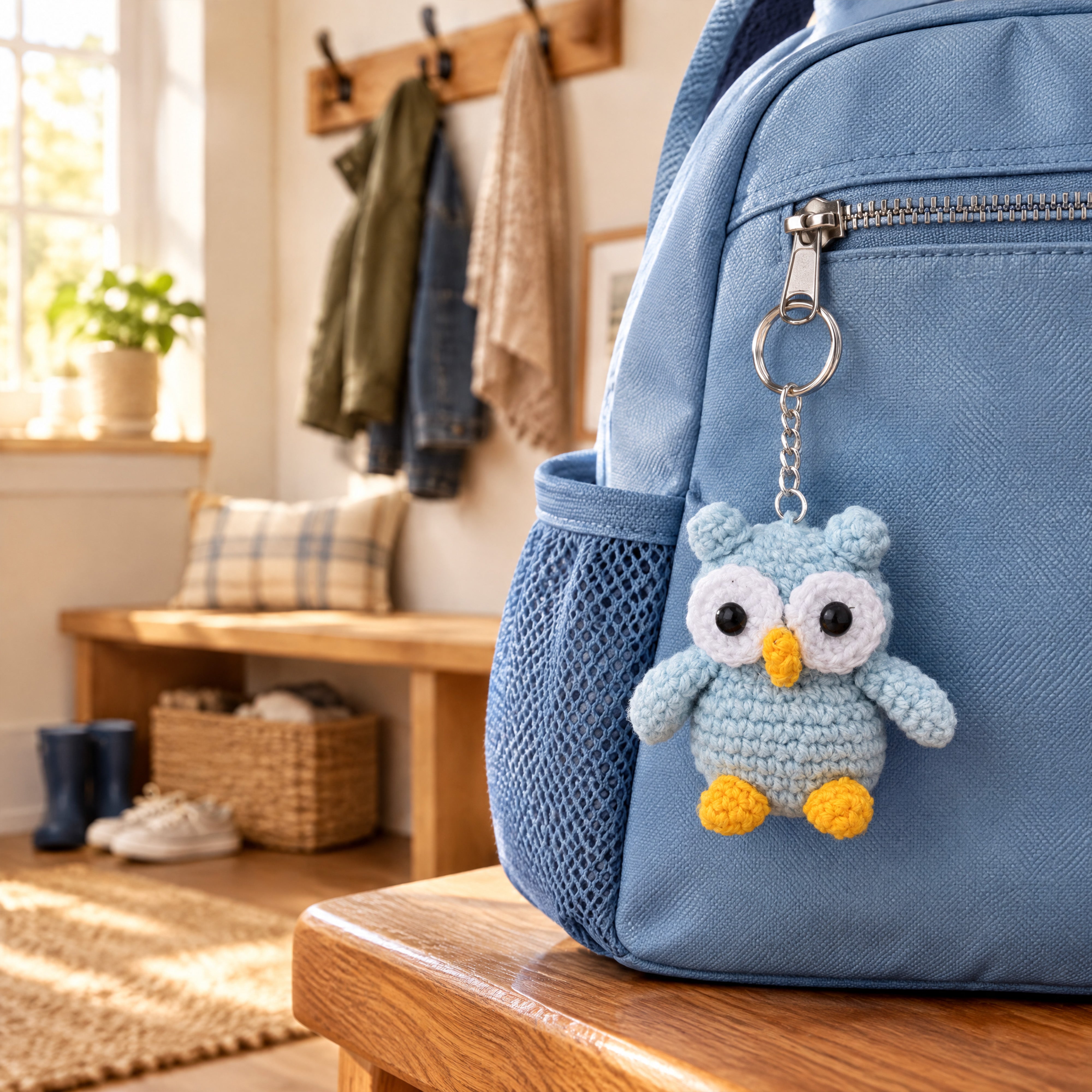 Crochet Keychain Owl Approx 4.3 X 2 X 3.75 inch 1pc