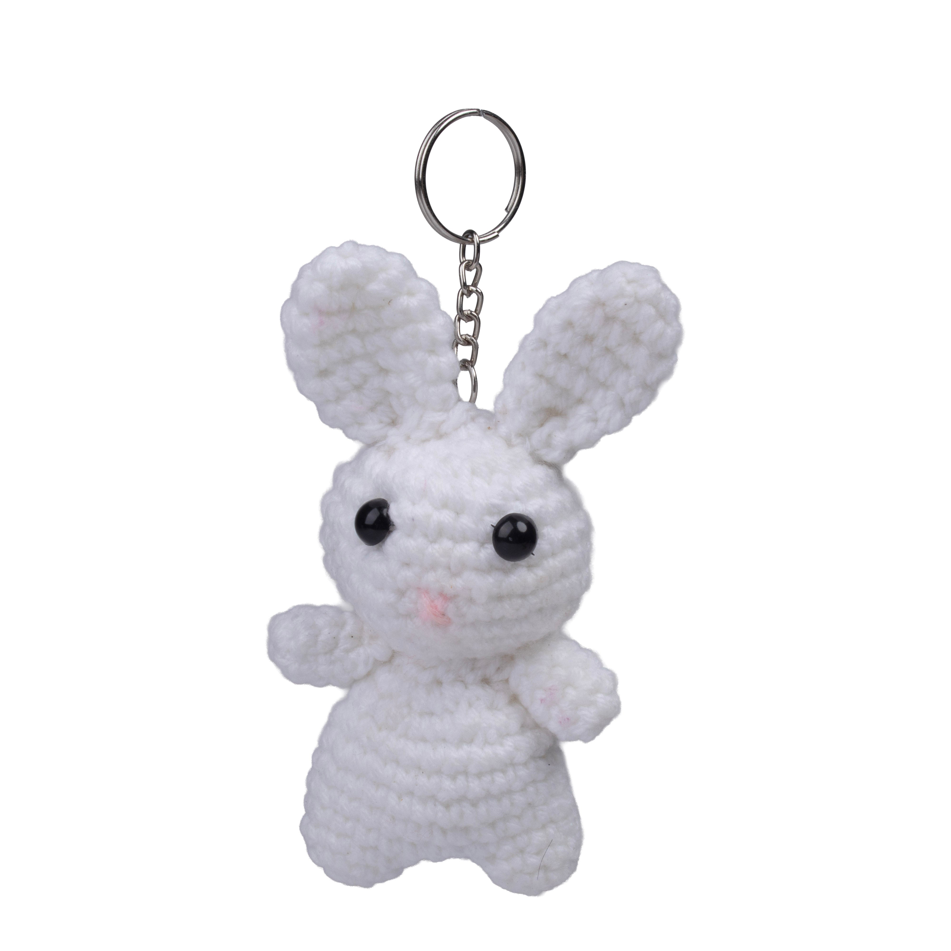 Crochet Keychain Rabbit Approx 2.75 X 1.5 X 5.25 inch 1pc