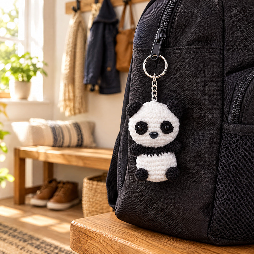 Crochet Keychain Panda Approx 2.6 X 2 X 4 inch 1pc