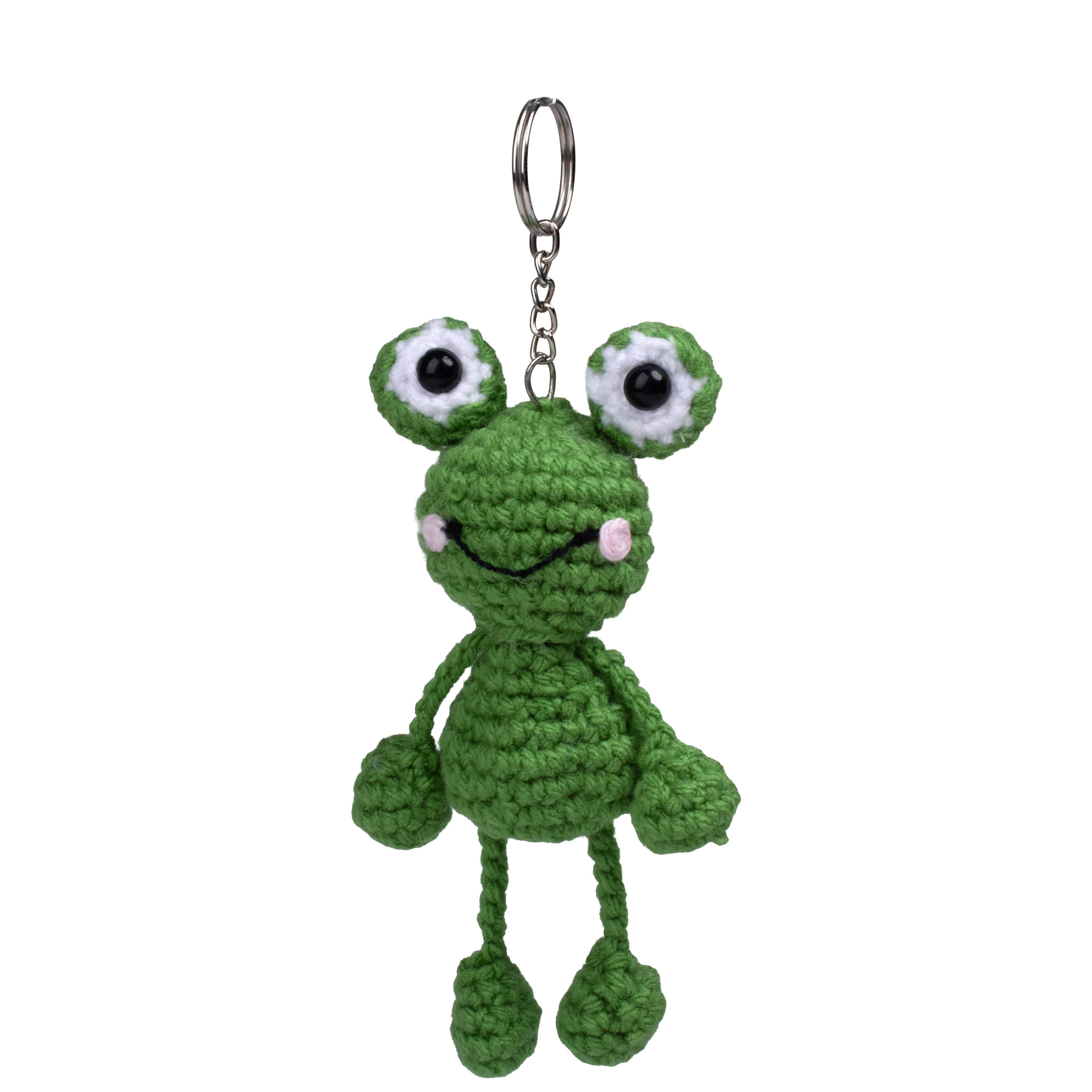 Crochet Keychain Frog Approx 3.25 X 1.5 X 6 inch 1pc