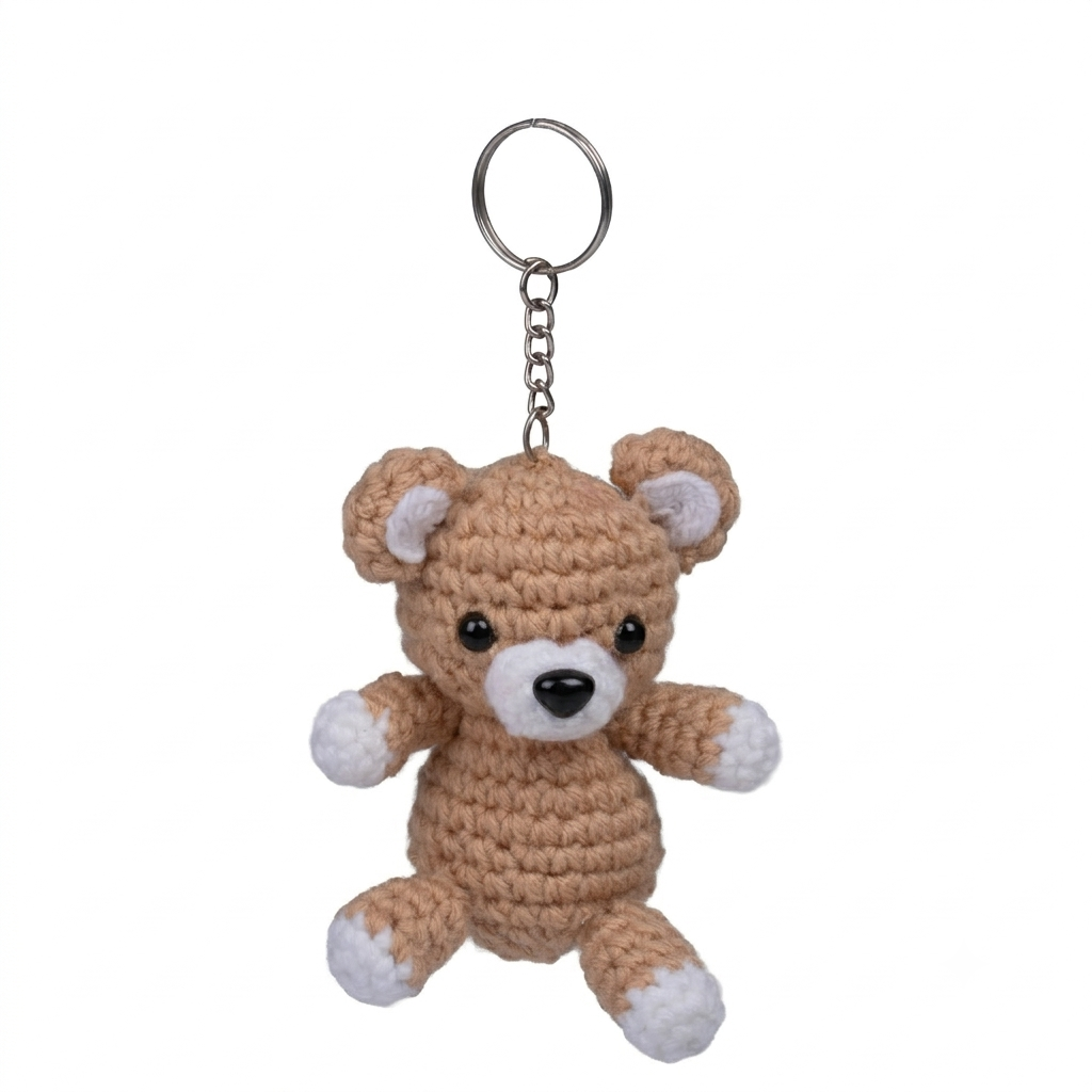 Crochet Keychain Teddy Approx 3.75 X 2 X 4.5 inch 1pc
