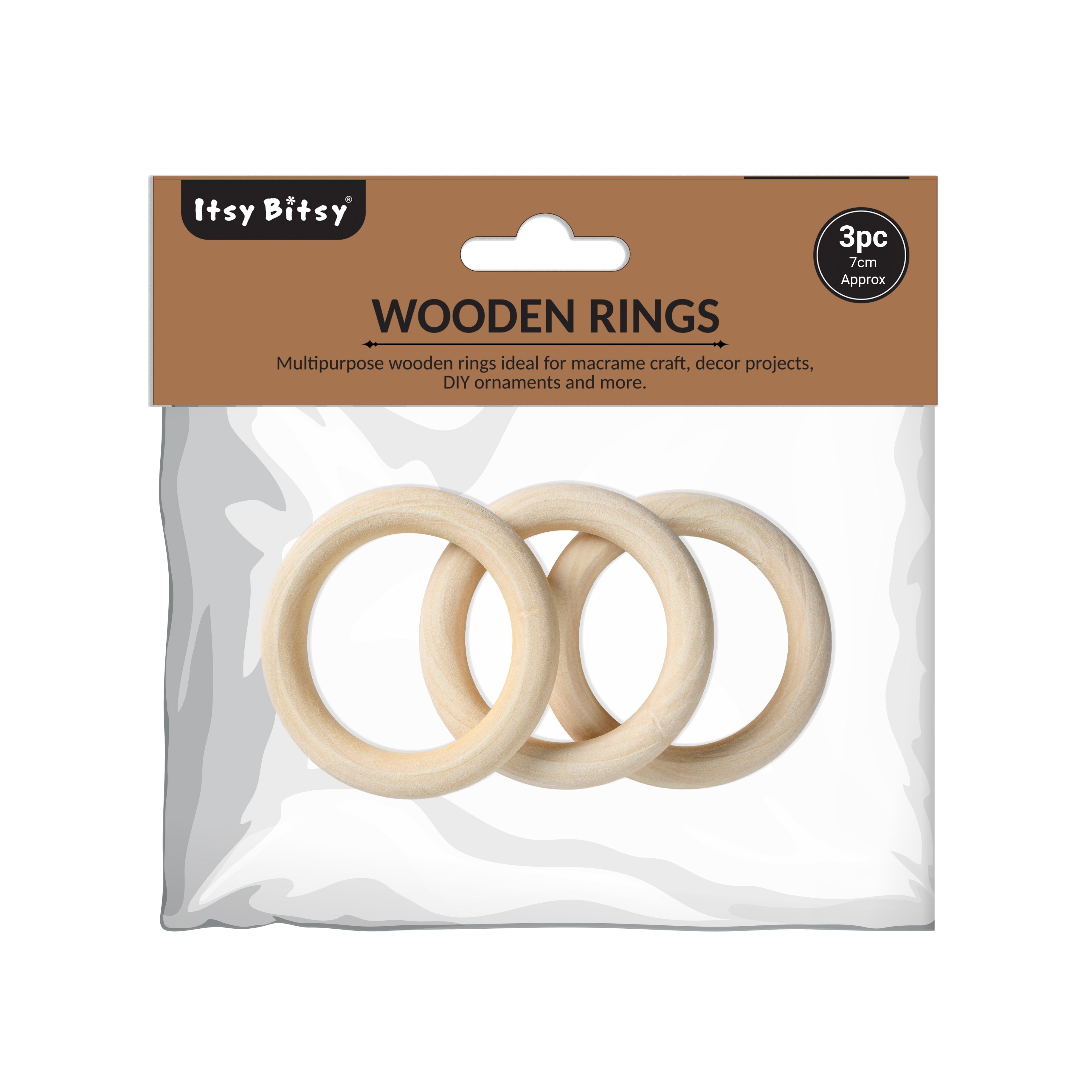 Wooden Rings 7cm Cream 3Pc