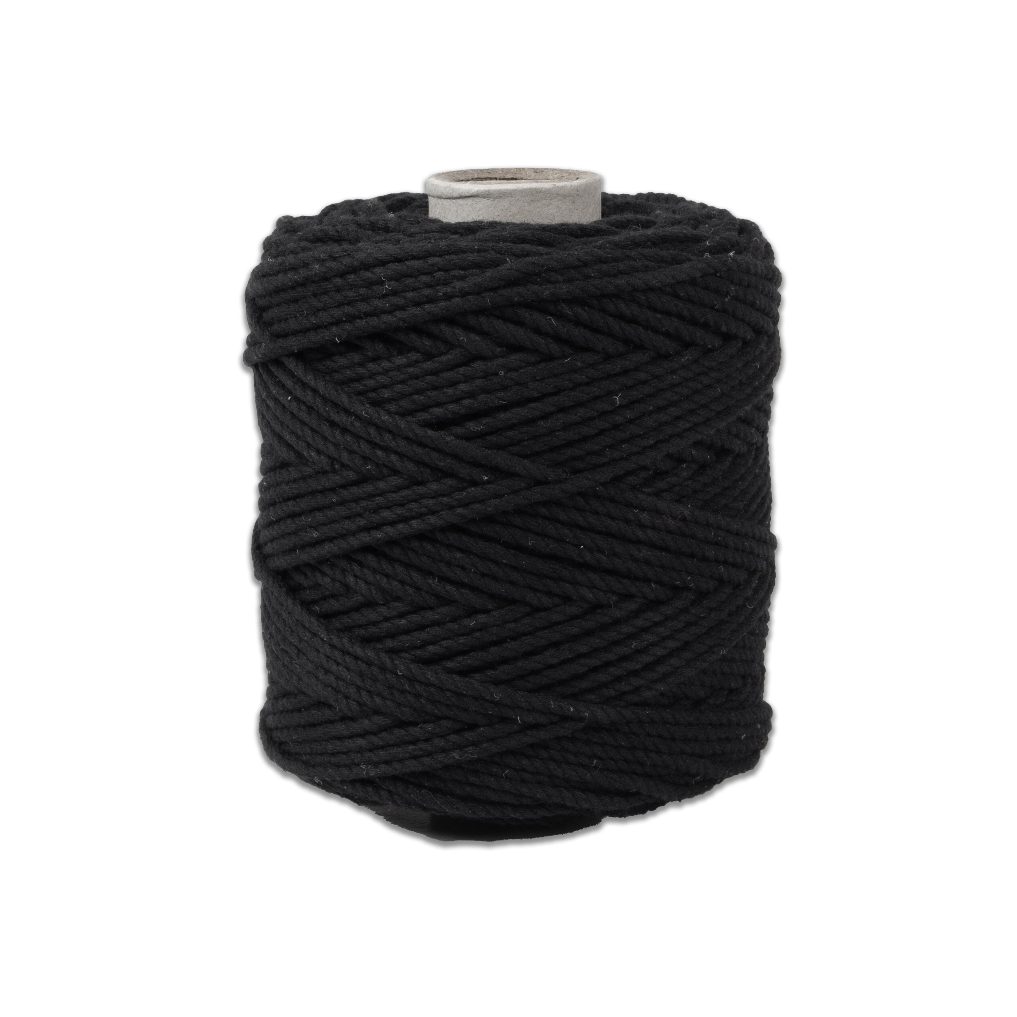 Cotton Twisted Cord Black 3mm 3 Ply 500gm Roll