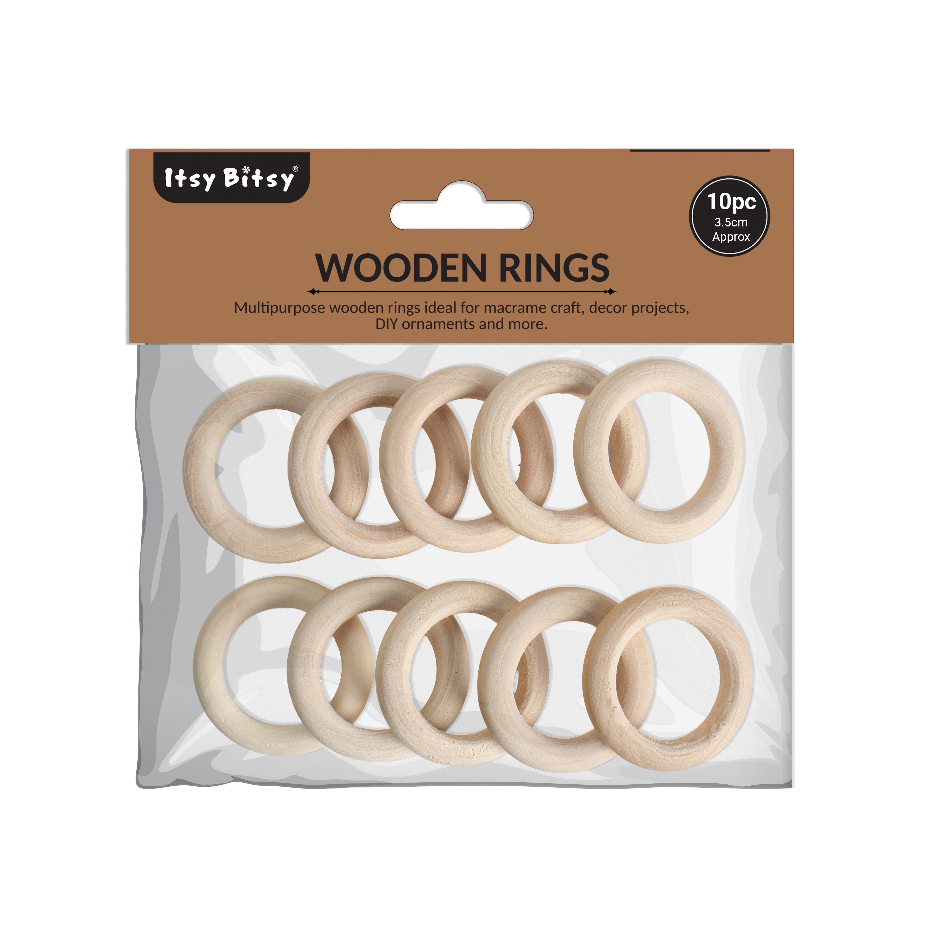 Wooden Rings 3.5cm Cream 10Pc