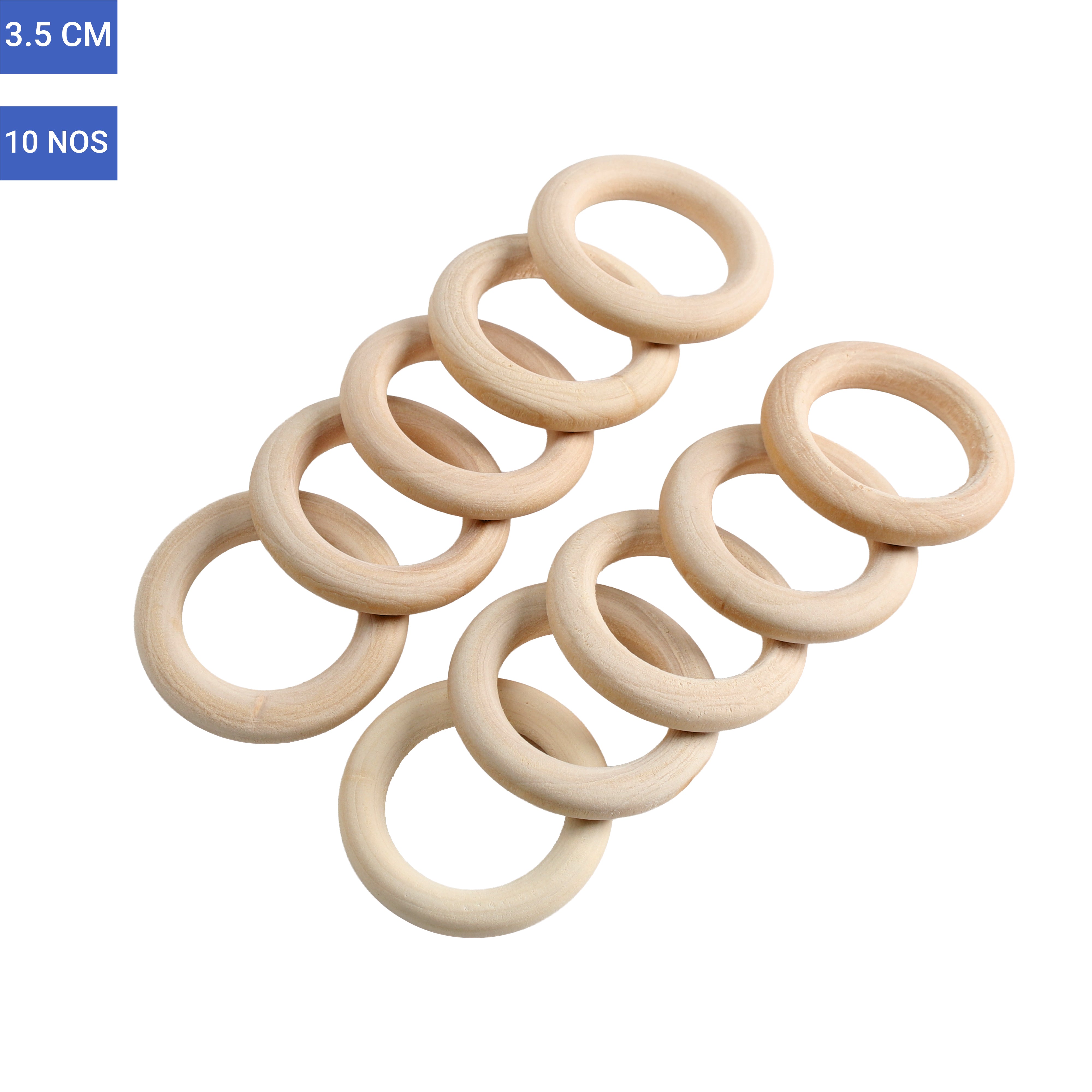 Wooden Rings 3.5cm Cream 10Pc