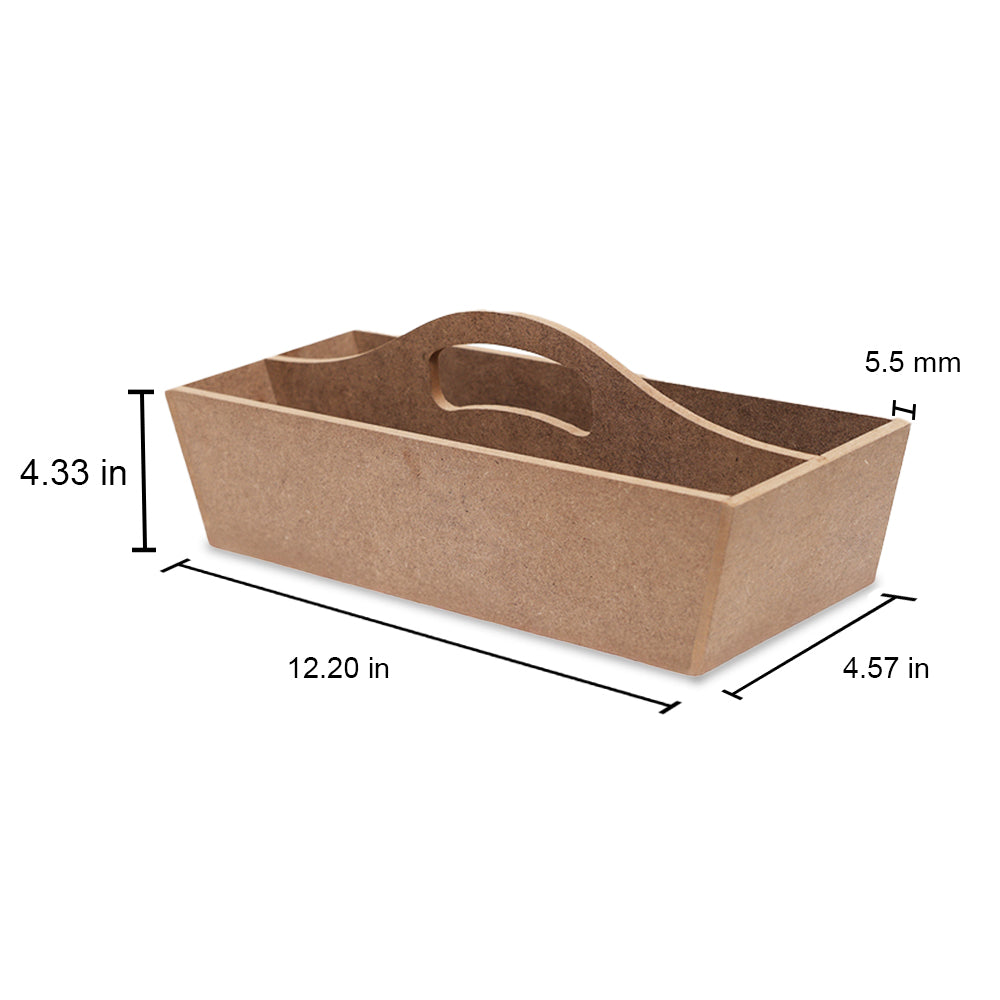 MDF Table Organizer With Handle 2 Compartments Approx L 12.20 X W 4.57 X H 4.33In 5Mm Thick 1 Pc