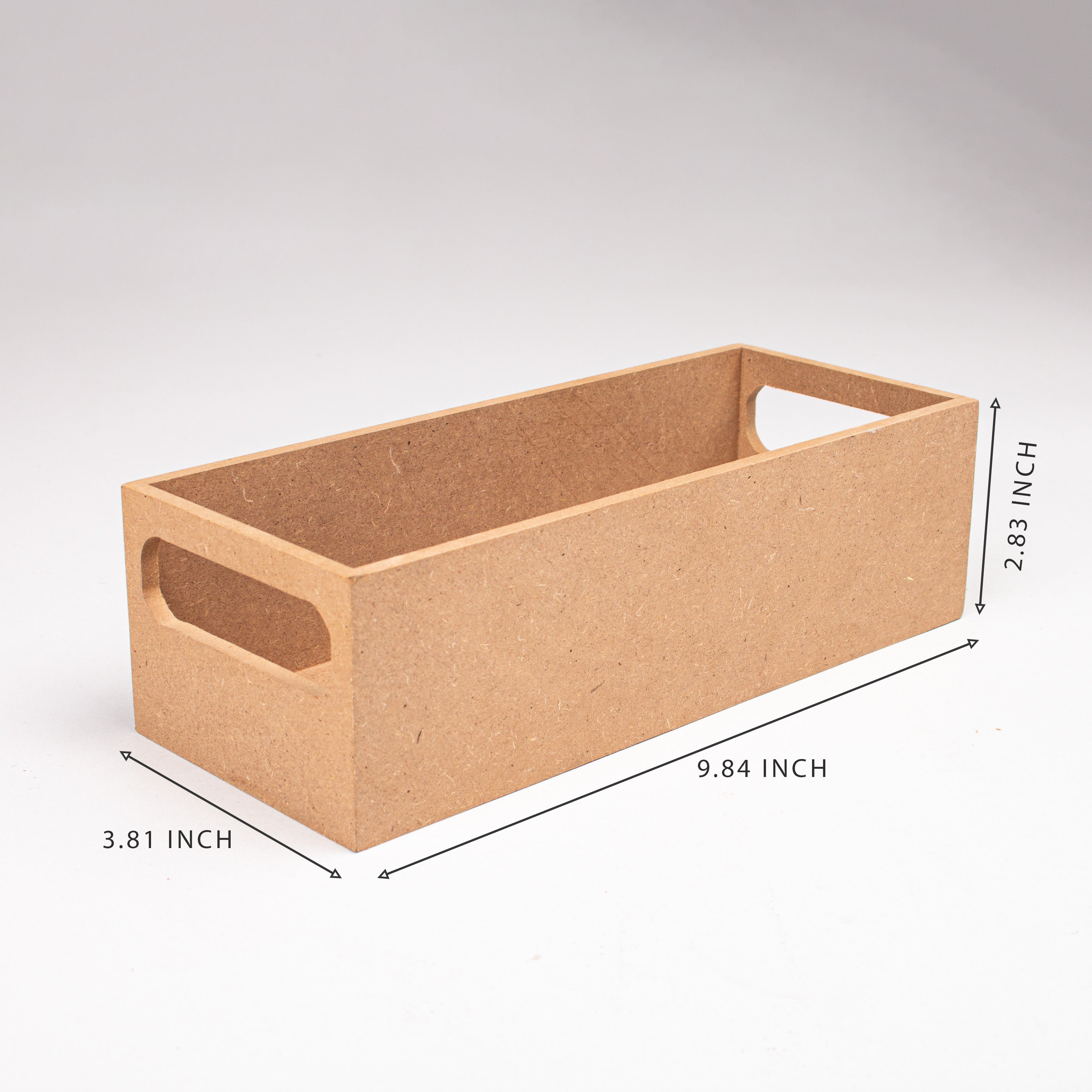 MDF Tray With Handle Rectangular Big Approx L 9.84 X W 3.81 X H 2.83In 5Mm Thick 1 Pc