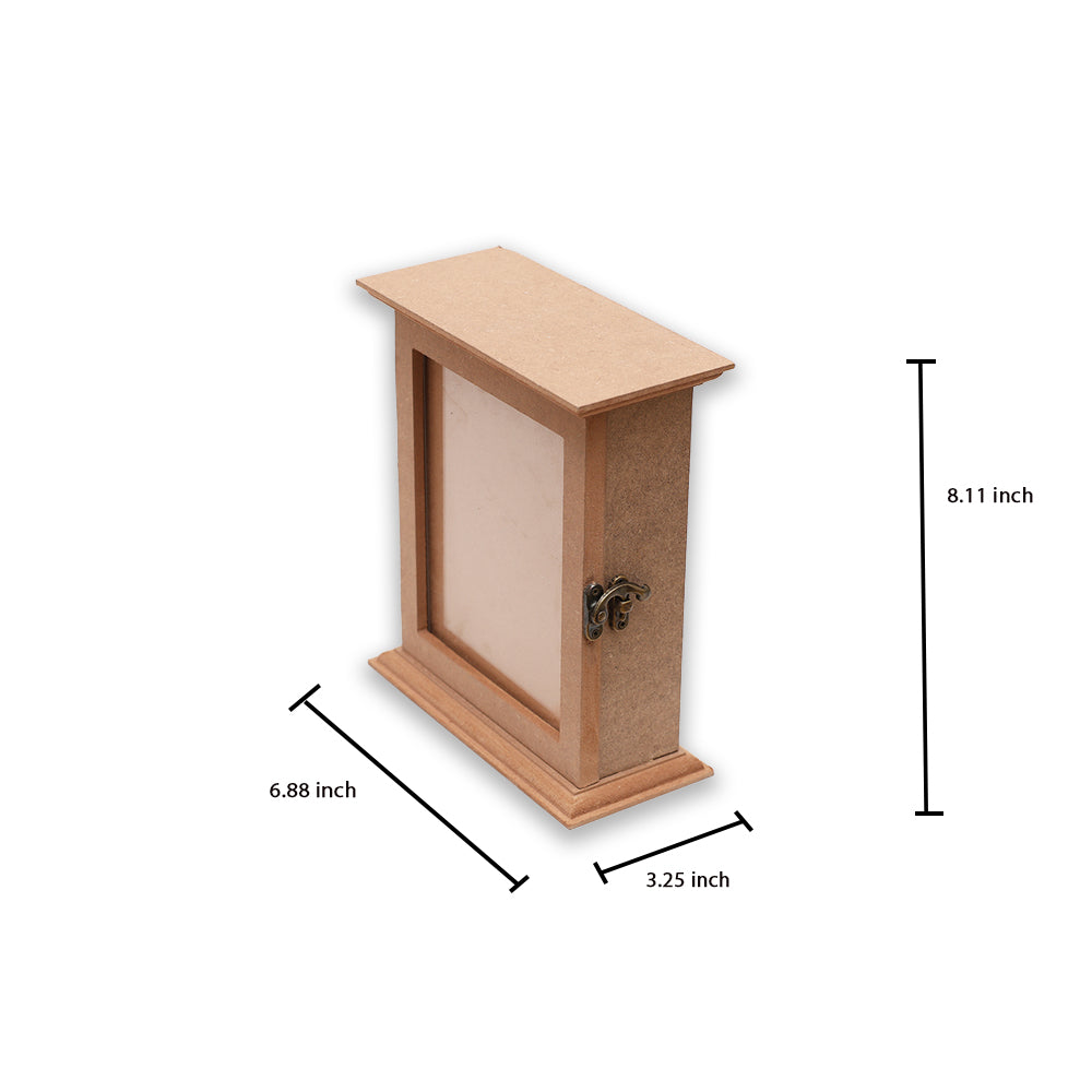 MDF Wall Key Holder 6 Hooks With Photo Frame Clear Acrylic Display 6 Hooks Metal Latch Approx L 6.88 X W 3.25 X H 8.11In 1 Pc