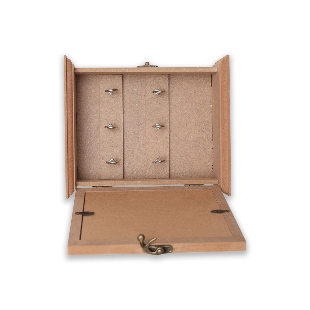 MDF Wall Key Holder 6 Hooks With Photo Frame Clear Acrylic Display 6 Hooks Metal Latch Approx L 6.88 X W 3.25 X H 8.11In 1 Pc