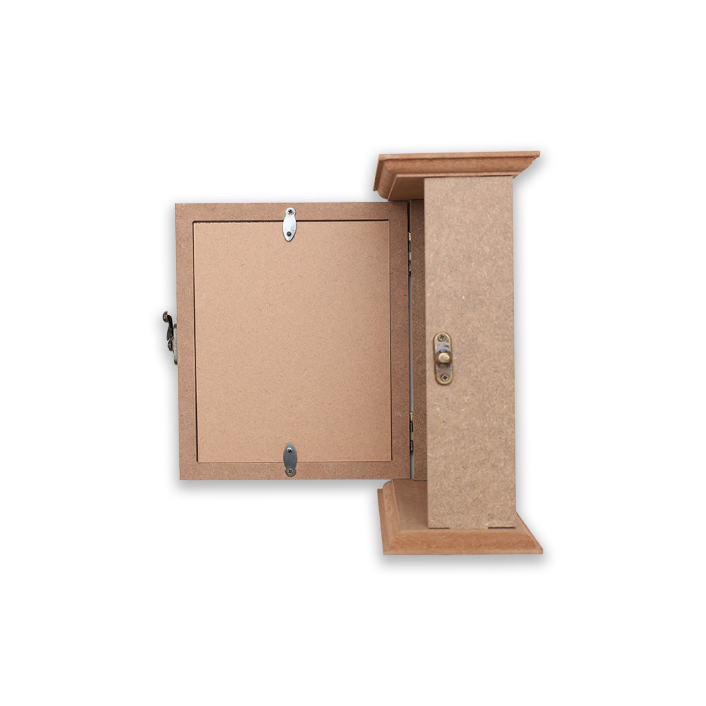 MDF Wall Key Holder 6 Hooks With Photo Frame Clear Acrylic Display 6 Hooks Metal Latch Approx L 6.88 X W 3.25 X H 8.11In 1 Pc