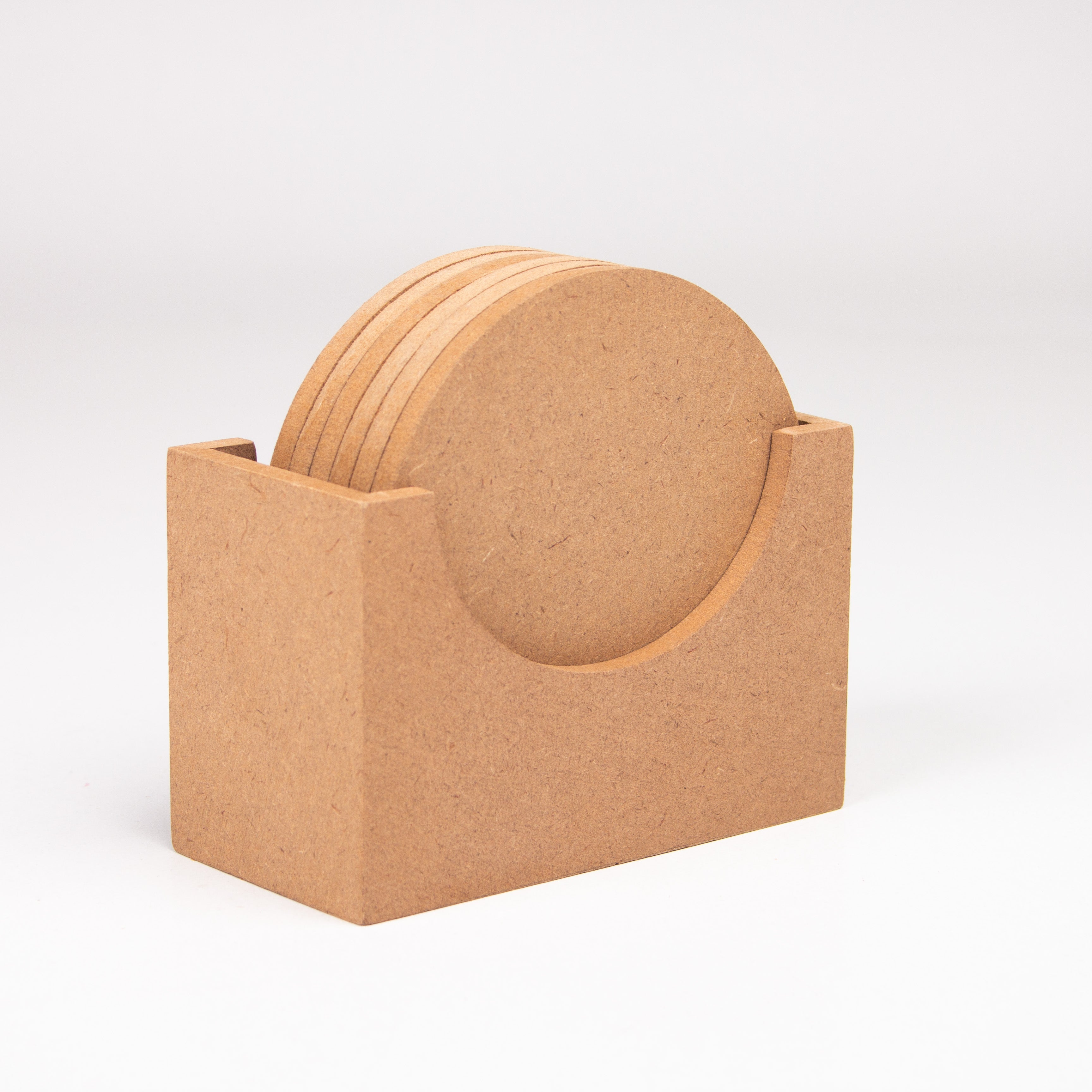MDF Coaster Round Set of 6 with Stand L4.5 X W2.5 X H3inch 5.5mm Thick 1pc