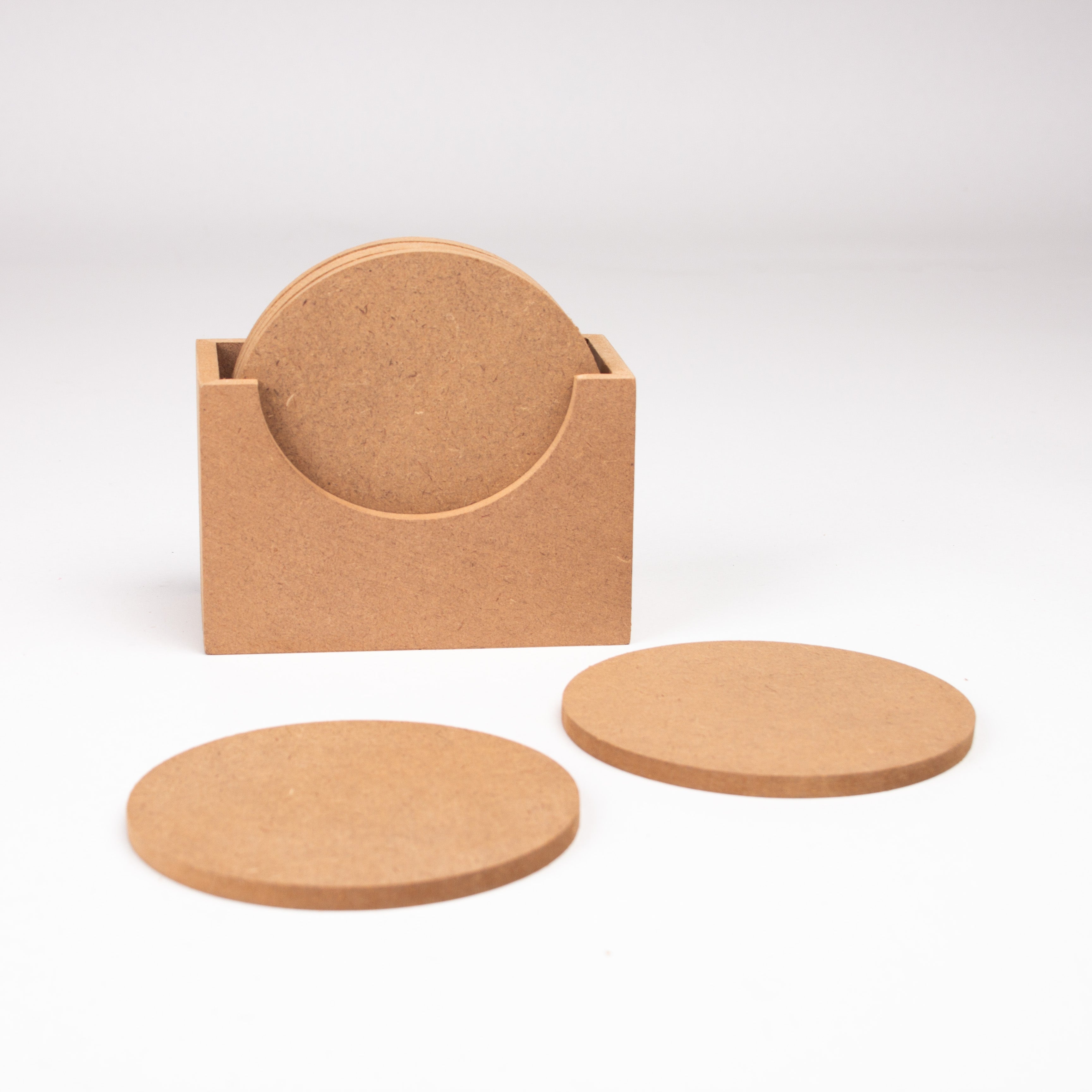 MDF Coaster Round Set of 6 with Stand L4.5 X W2.5 X H3inch 5.5mm Thick 1pc