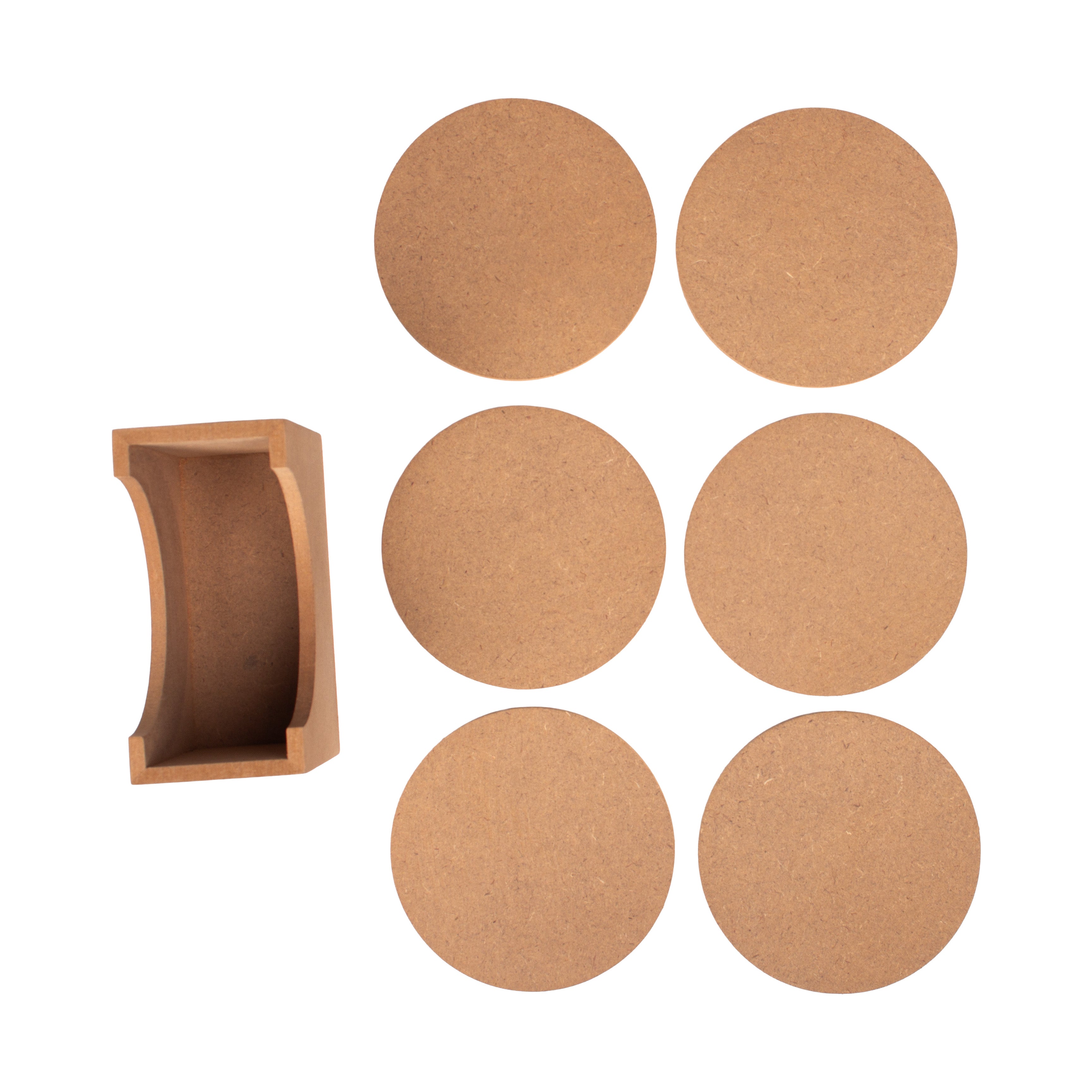 MDF Coaster Round Set of 6 with Stand L4.5 X W2.5 X H3inch 5.5mm Thick 1pc