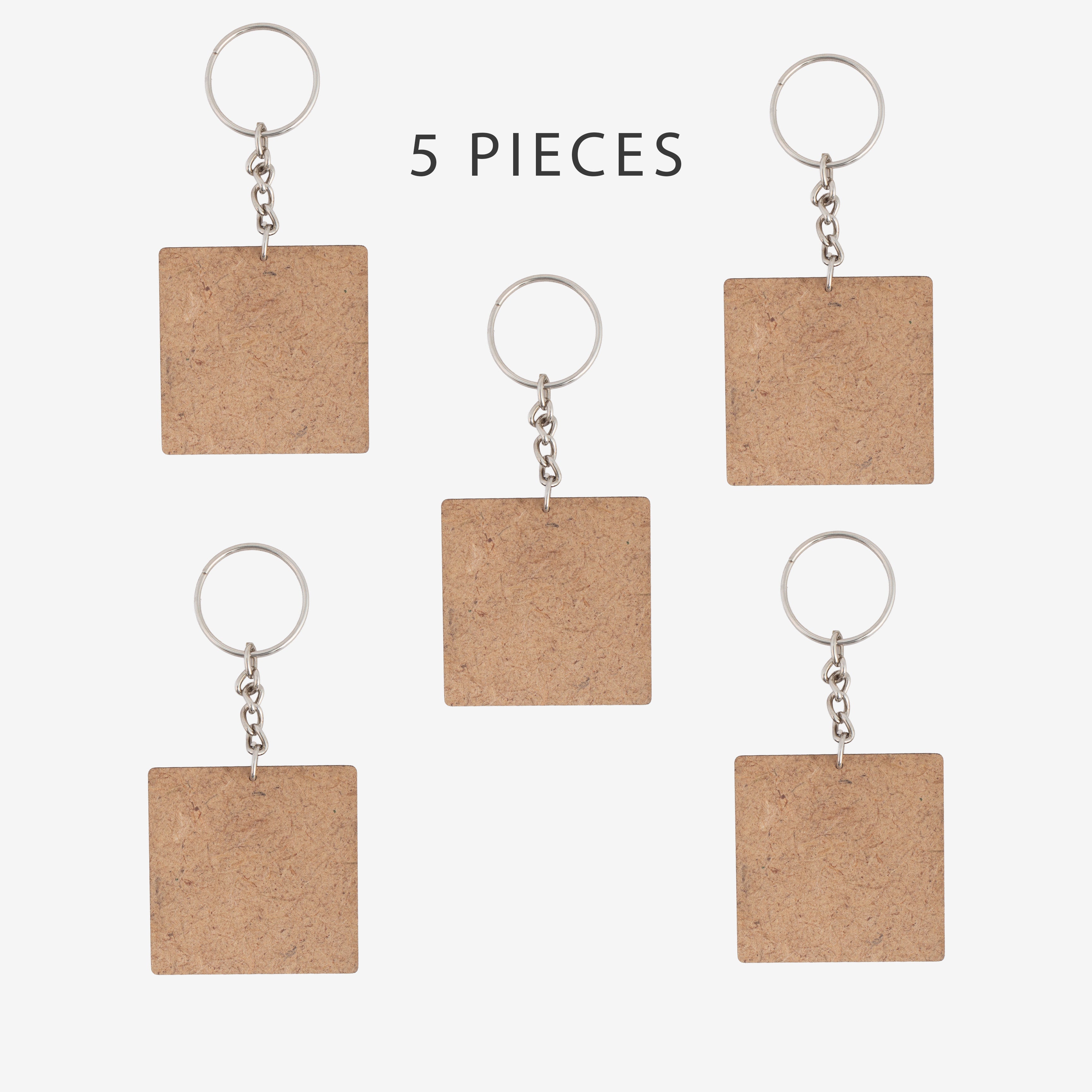 MDF Keychain Square 5 X5cm 2mm Thick 5pc
