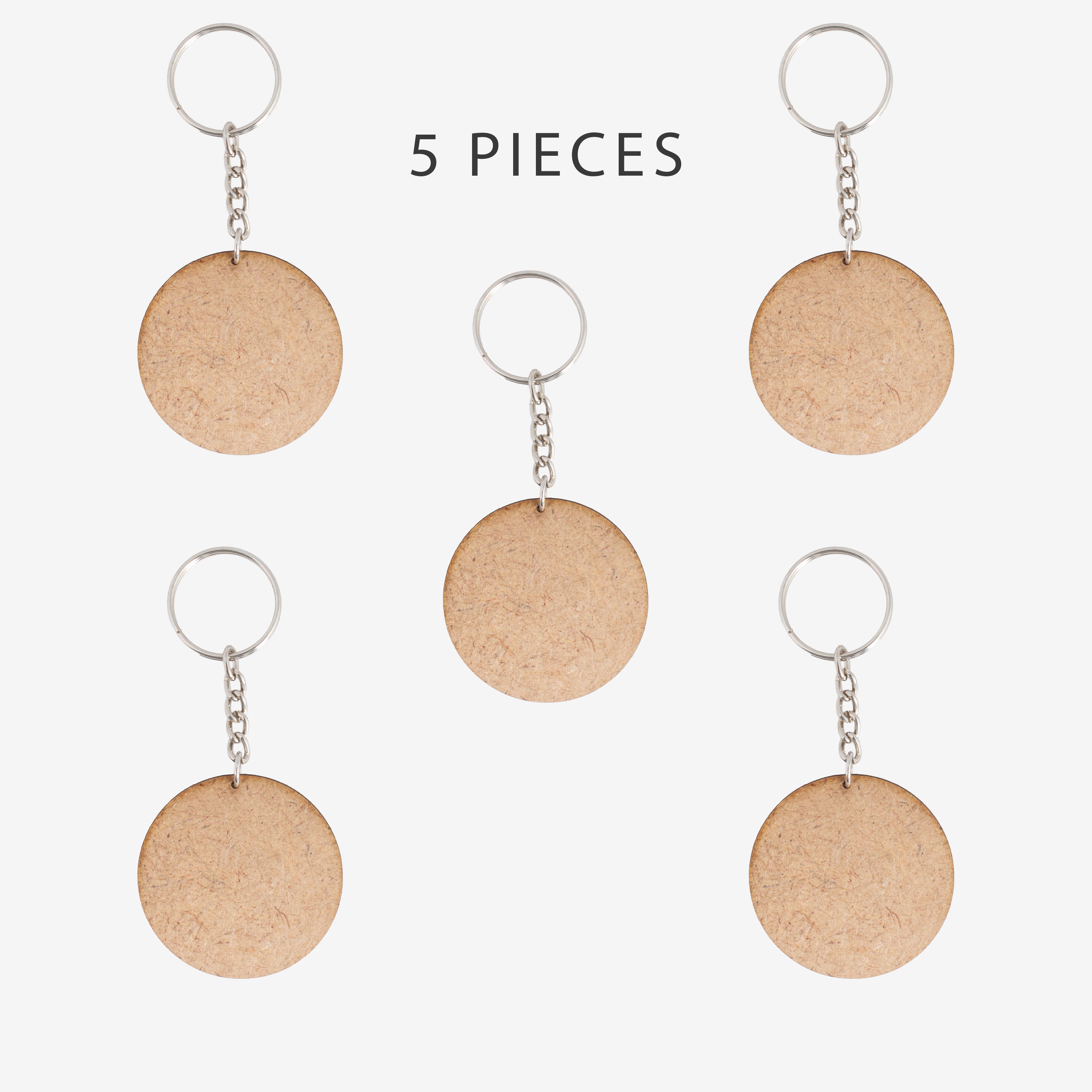 MDF Keychain Round 5cm Dia 2mm Thick 5pc