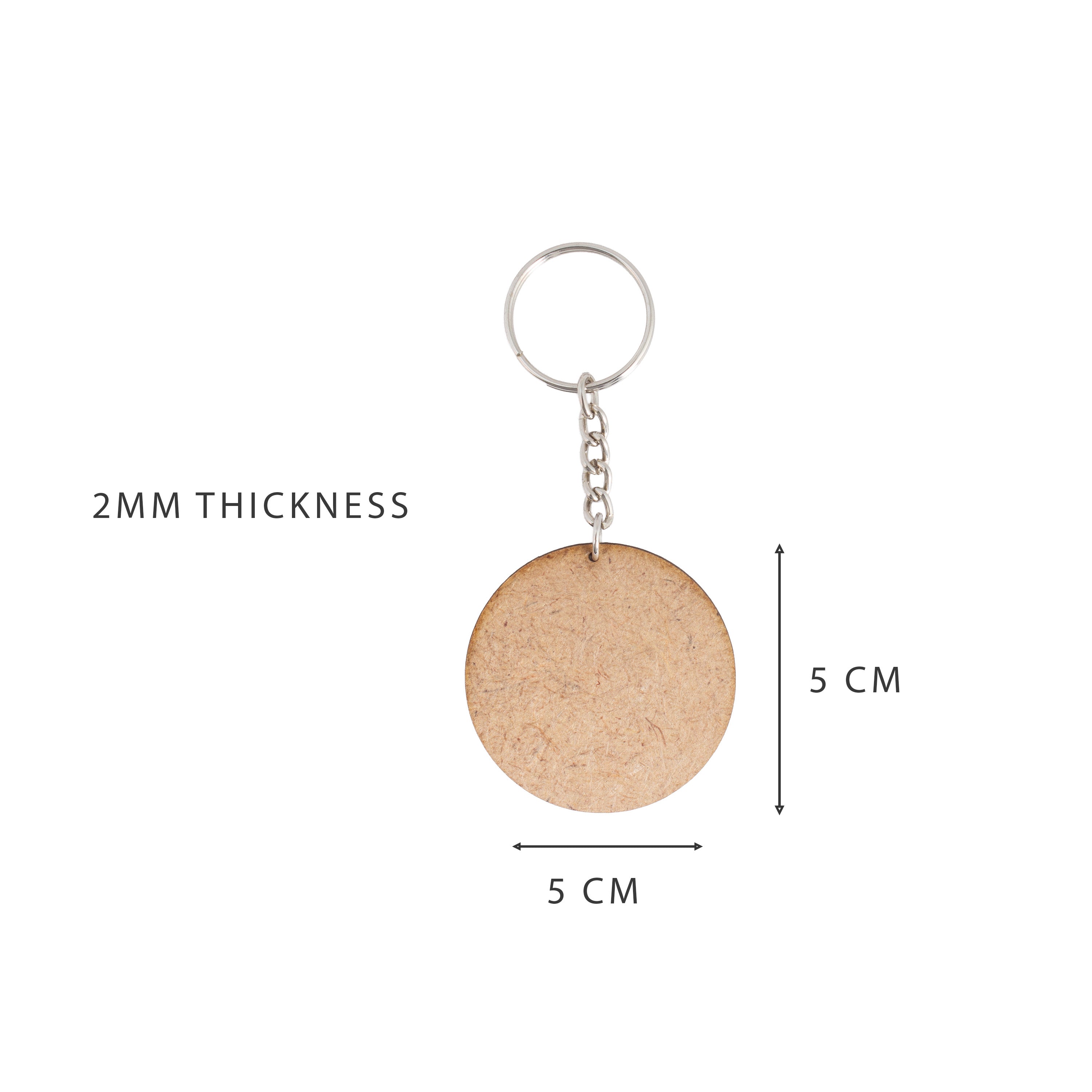 MDF Keychain Round 5cm Dia 2mm Thick 5pc