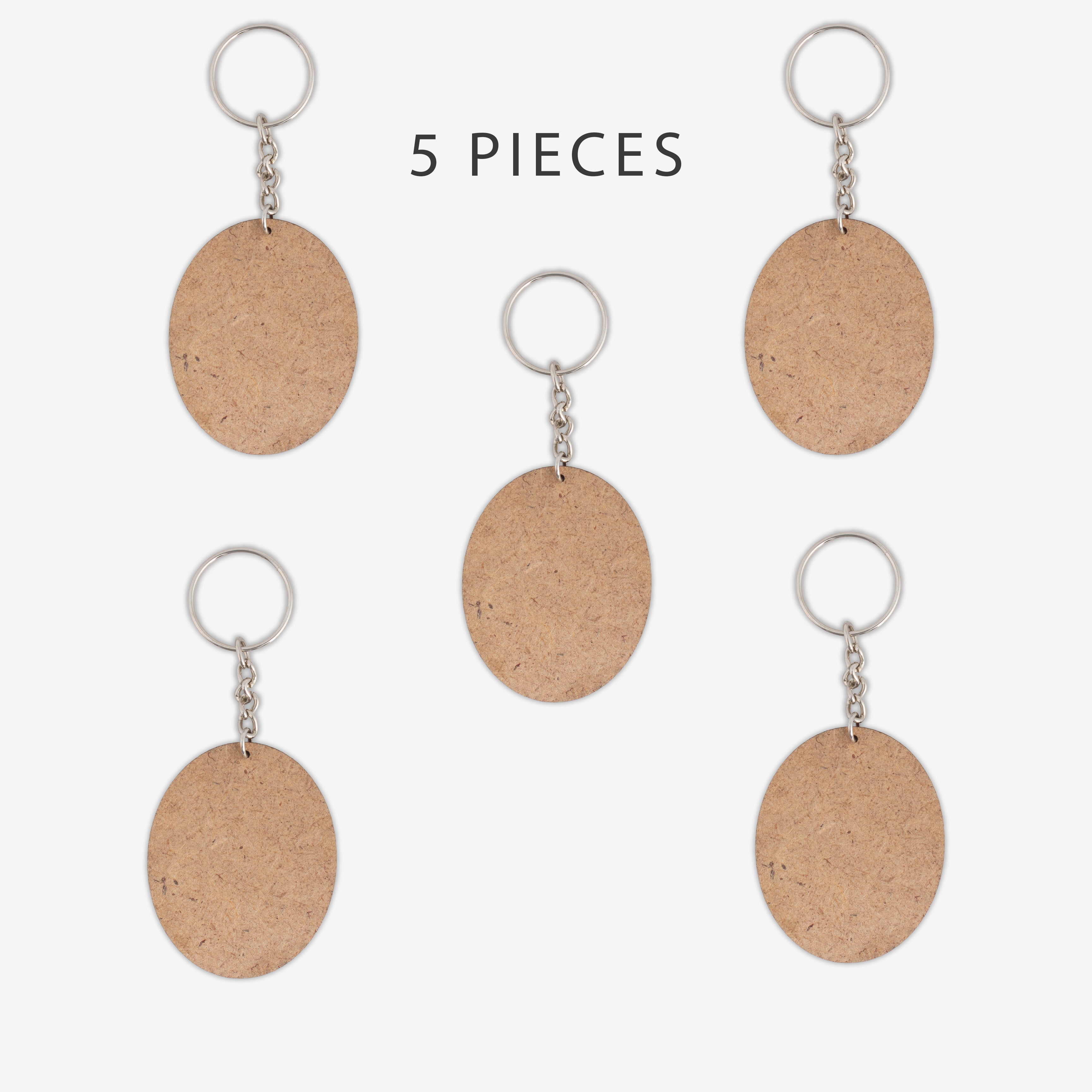 MDF Keychain Oval 5 X6.2cm 2mm Thick 5pc