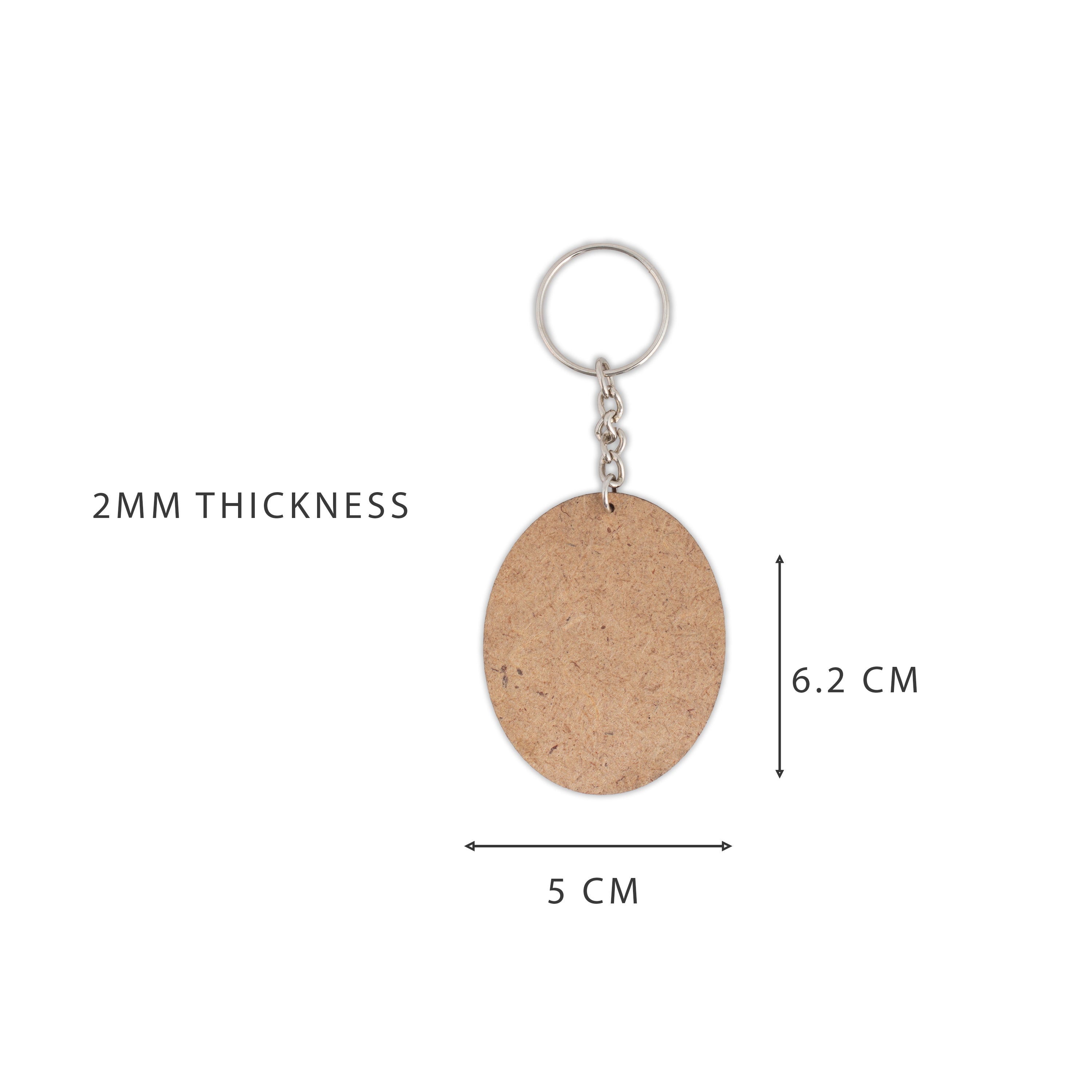 MDF Keychain Oval 5 X6.2cm 2mm Thick 5pc