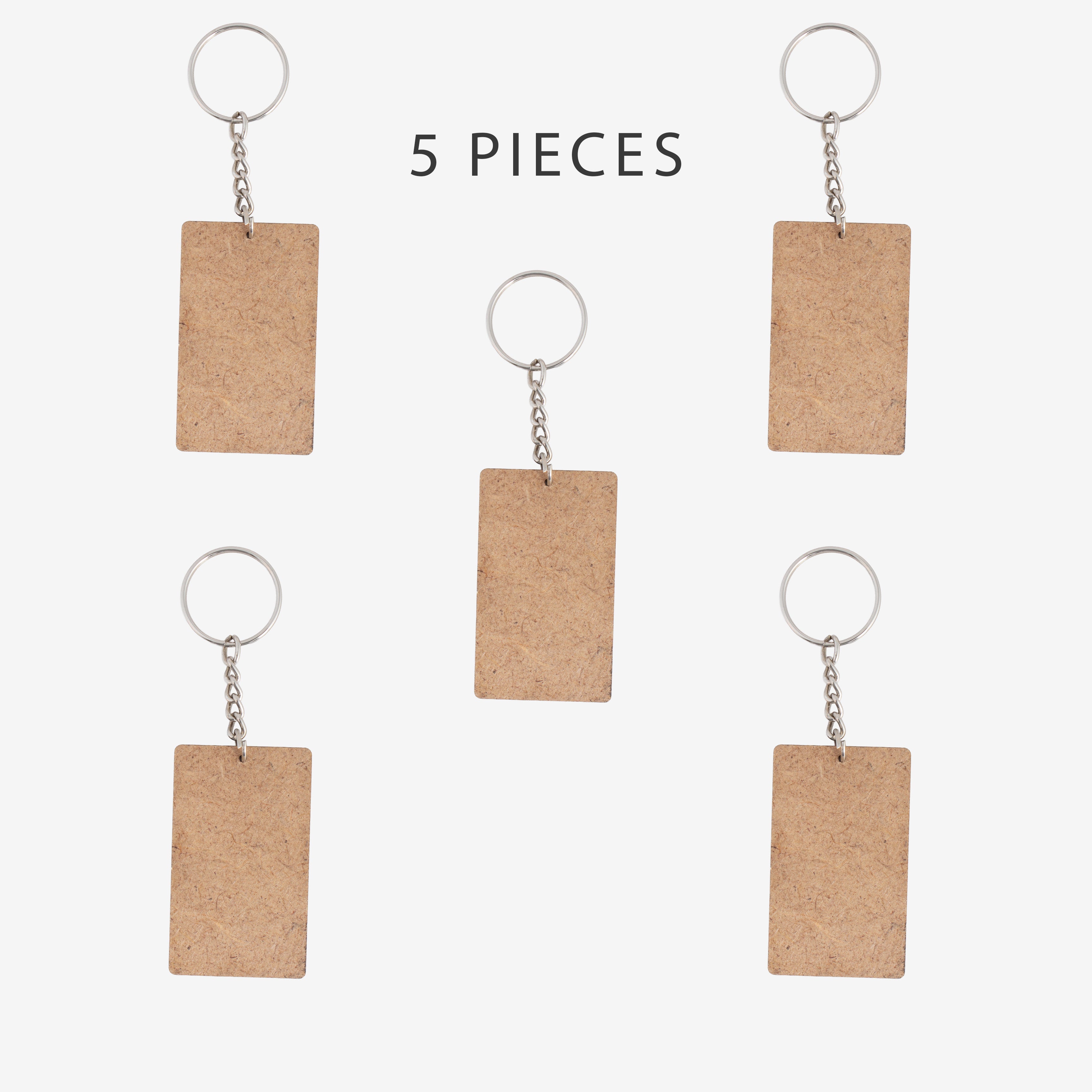 MDF Keychain Rectangle 3.7 X6.3cm 2mm Thick 5pc