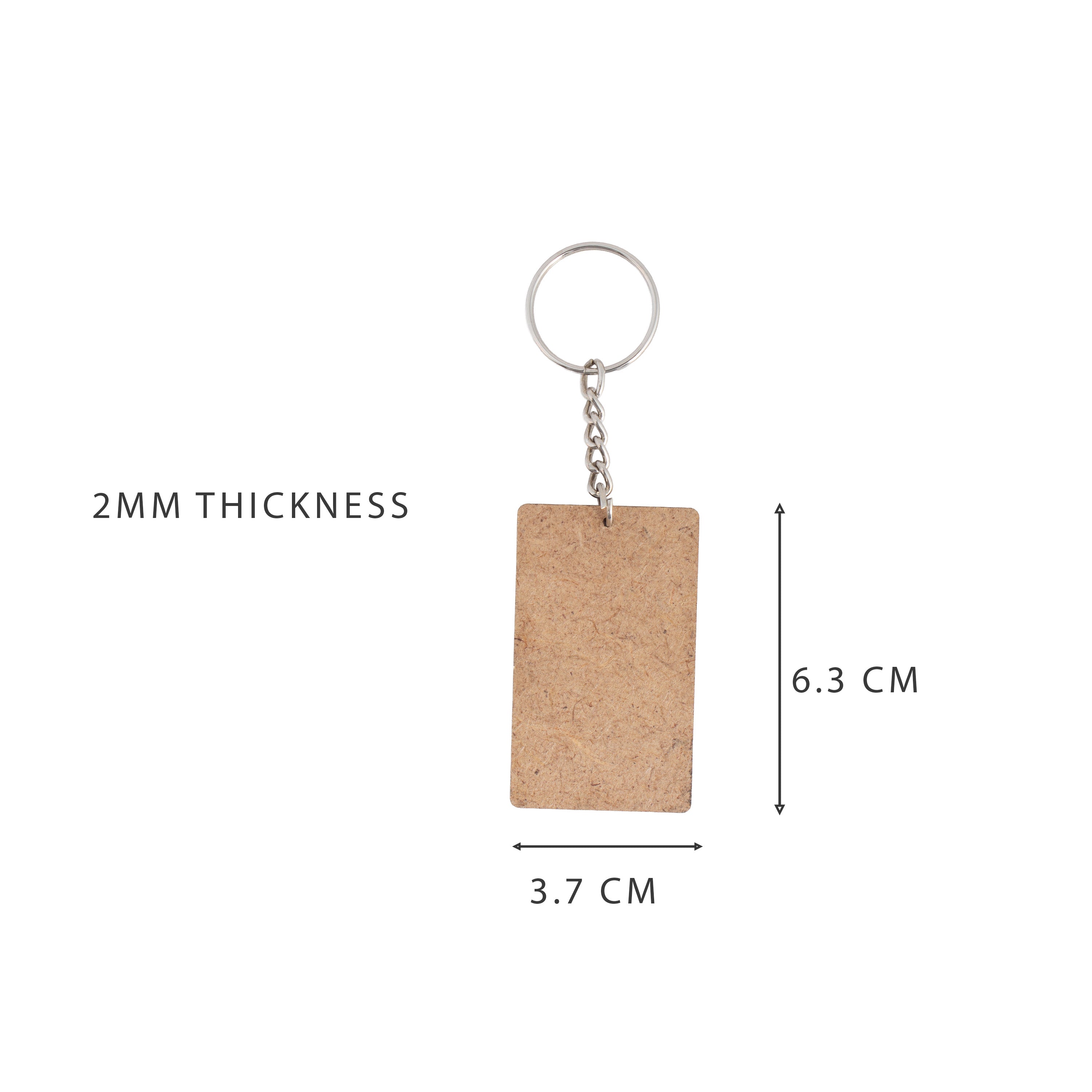 MDF Keychain Rectangle 3.7 X6.3cm 2mm Thick 5pc