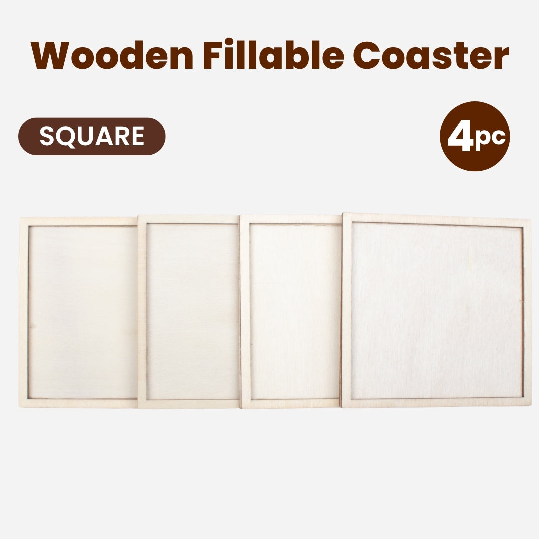 Birchwood Fillable Coaster Set 4 X 4inch Square 4pc