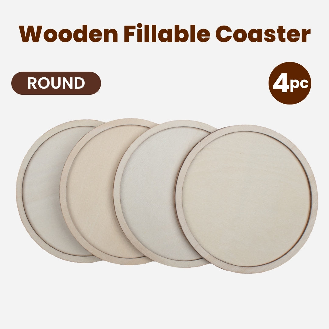 Birchwood Fillable Coaster Set 4 X 4inch Round 4pc