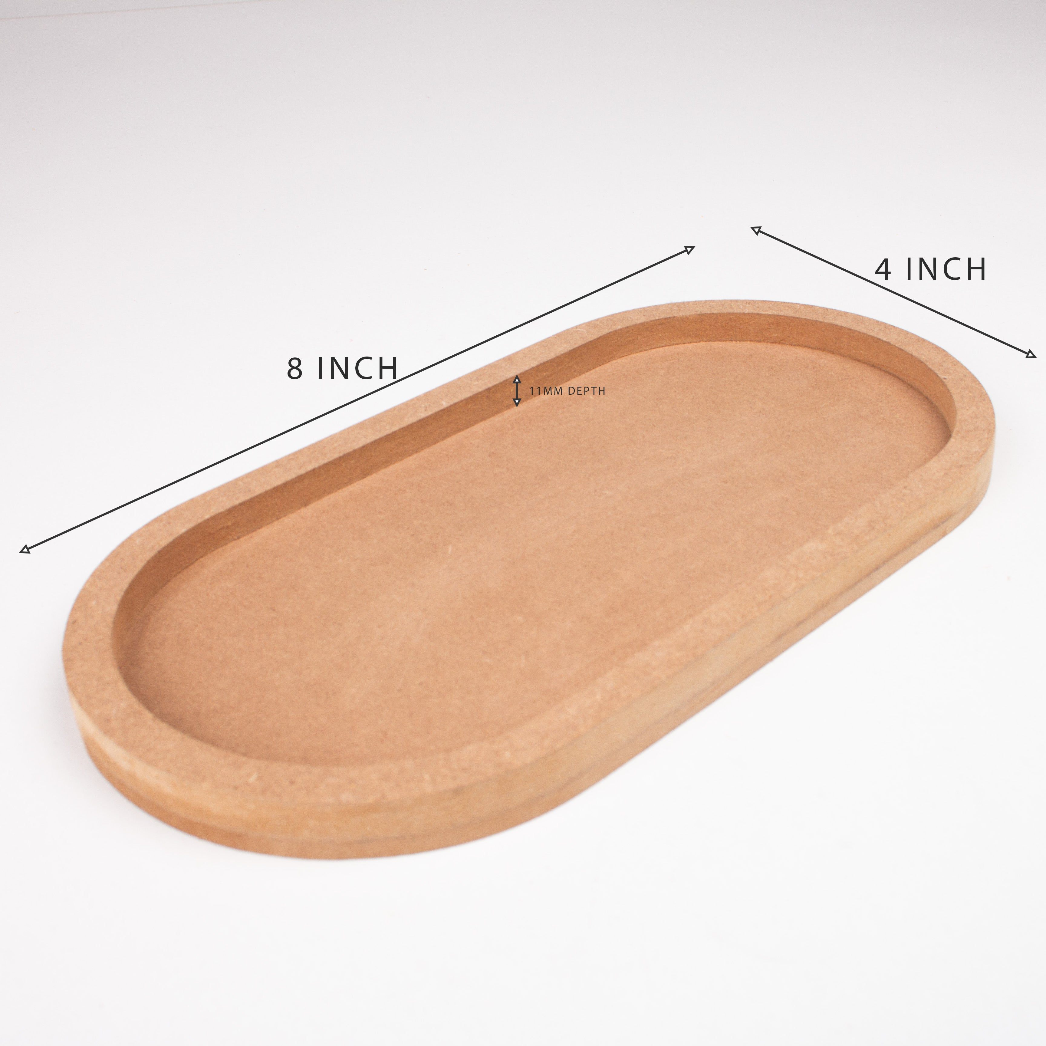 MDF Fillable Tray Oval / Oblong 8 x4inch 5.5mm Base + 11mm Depth 1 pc