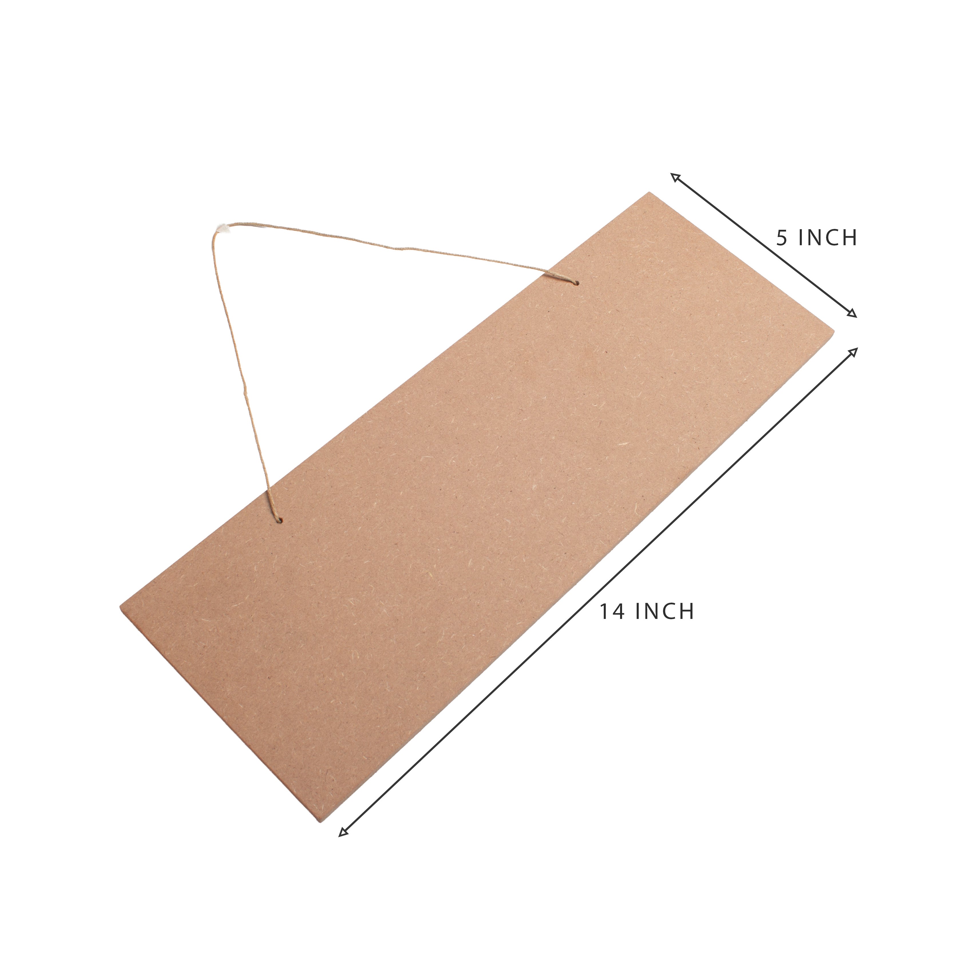 MDF Hanging Name Board With Jute Thread L14 x W5inch 5.5mm Thick 1pc