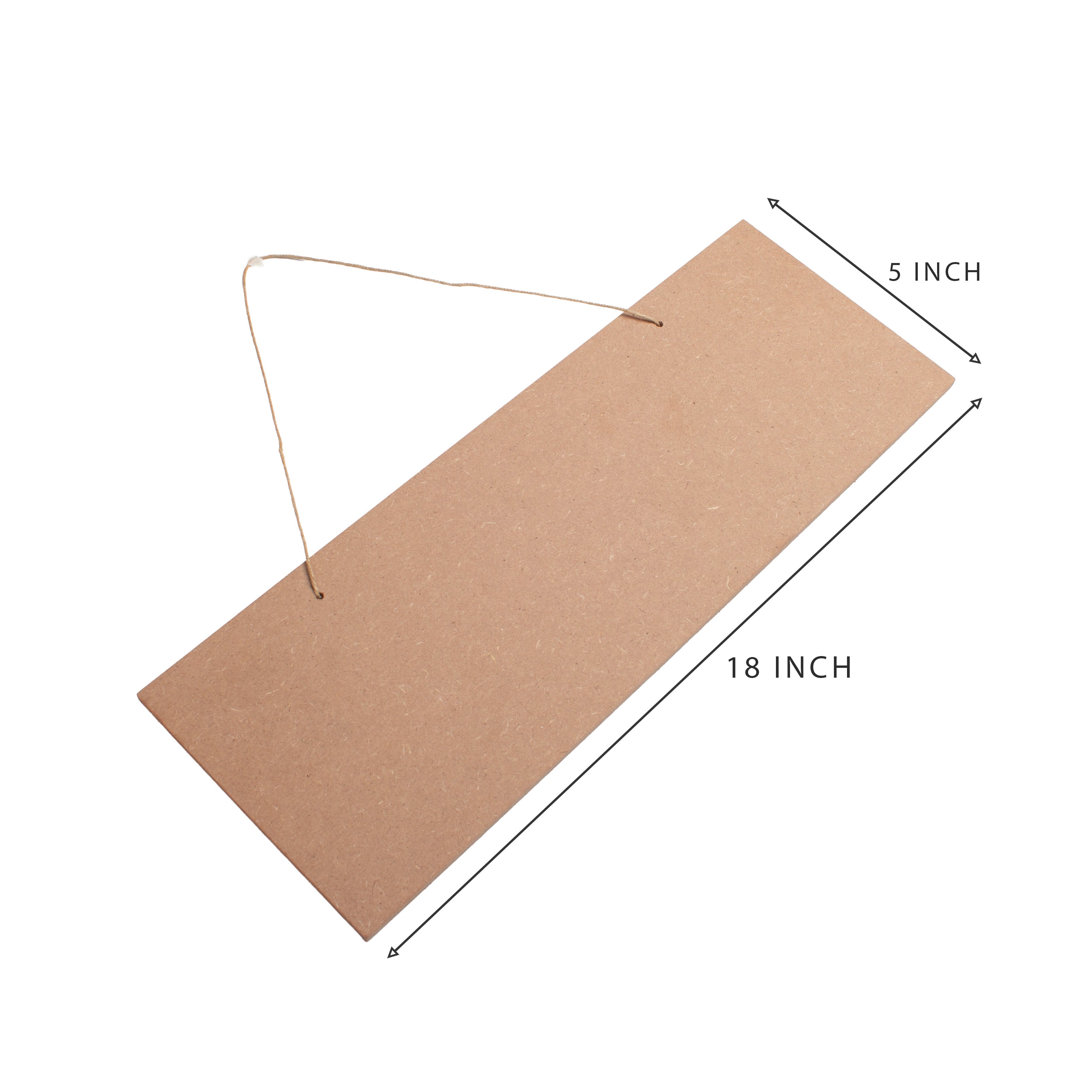 MDF Hanging Name Board With Jute Thread L18 x W5inch 5.5mm Thick 1pc