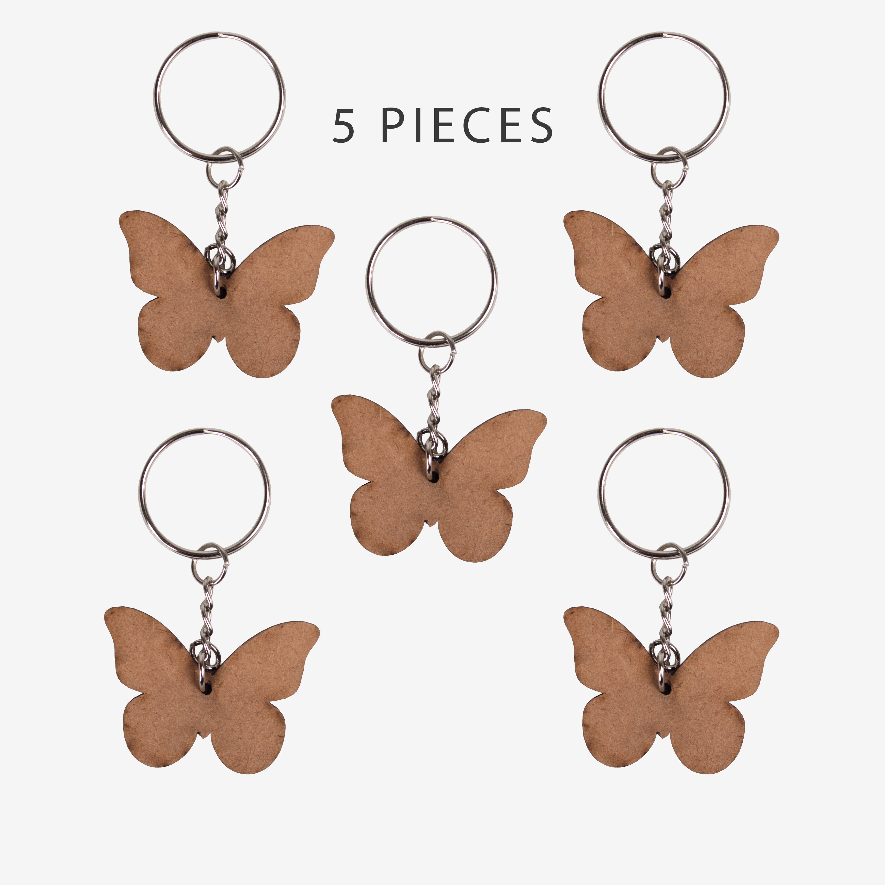MDF Keychain Butterfly 5 X3.7cm 2mm Thick 5pc