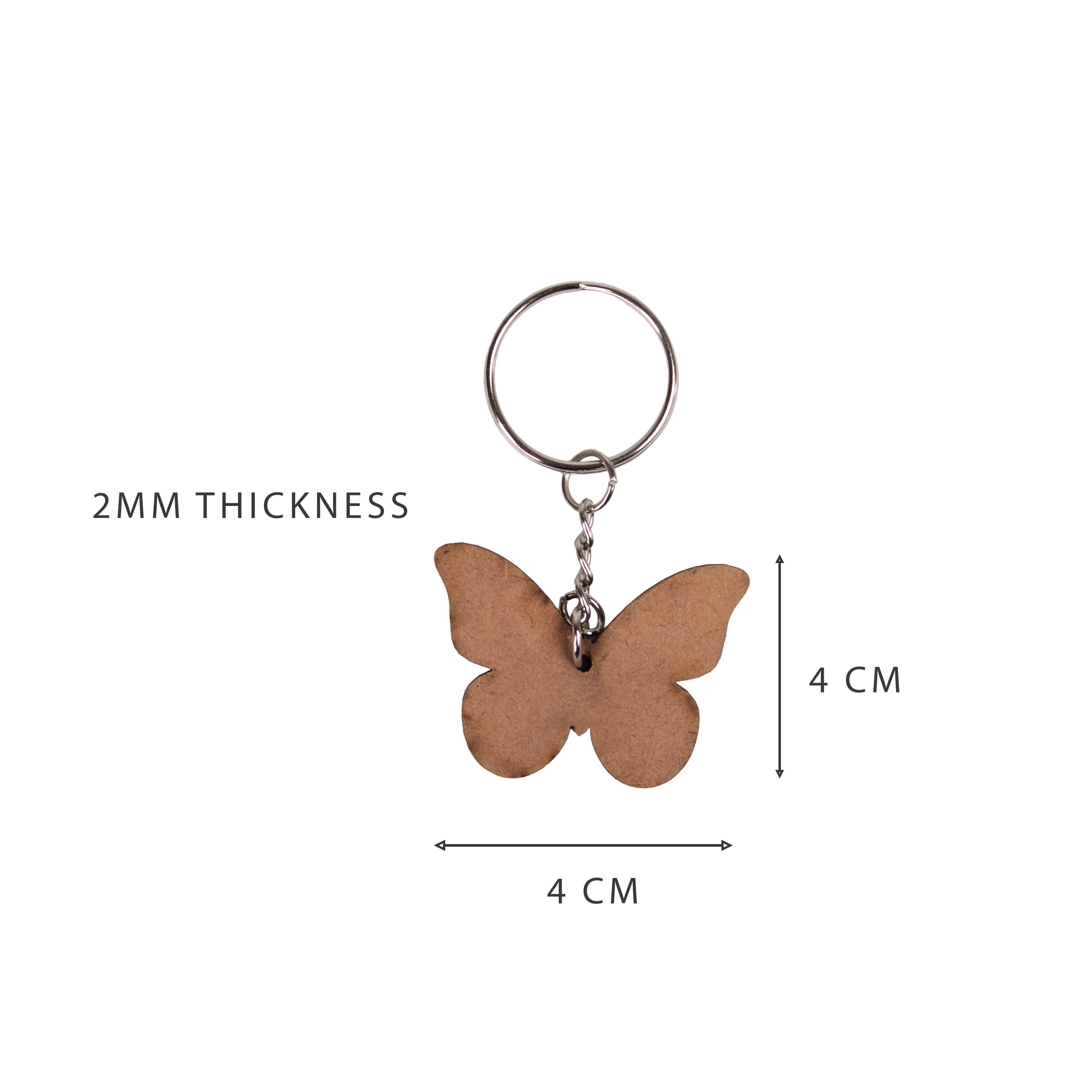 MDF Keychain Butterfly 5 X3.7cm 2mm Thick 5pc