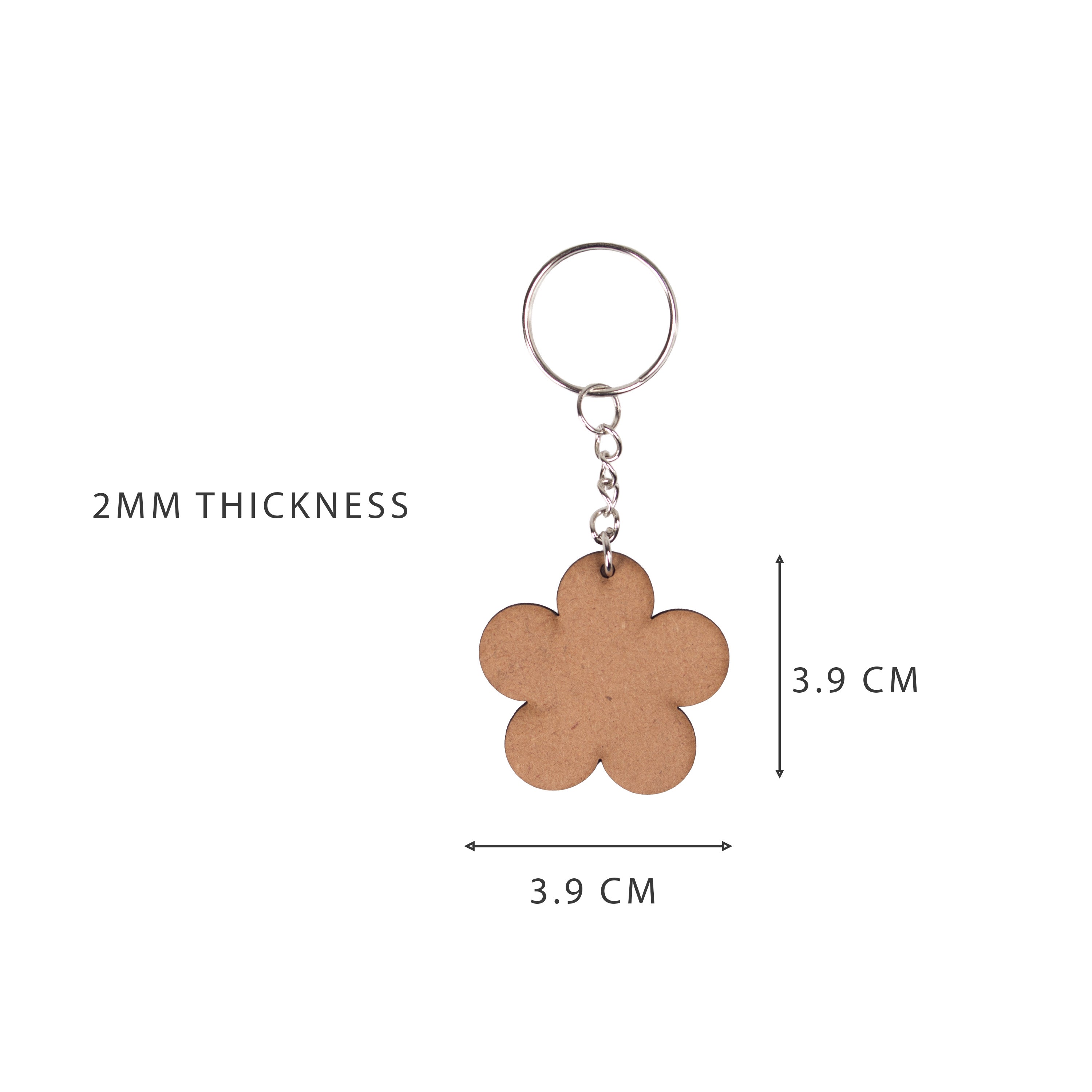 MDF Keychain Flower 5 X4.85cm 2mm Thick 5pc