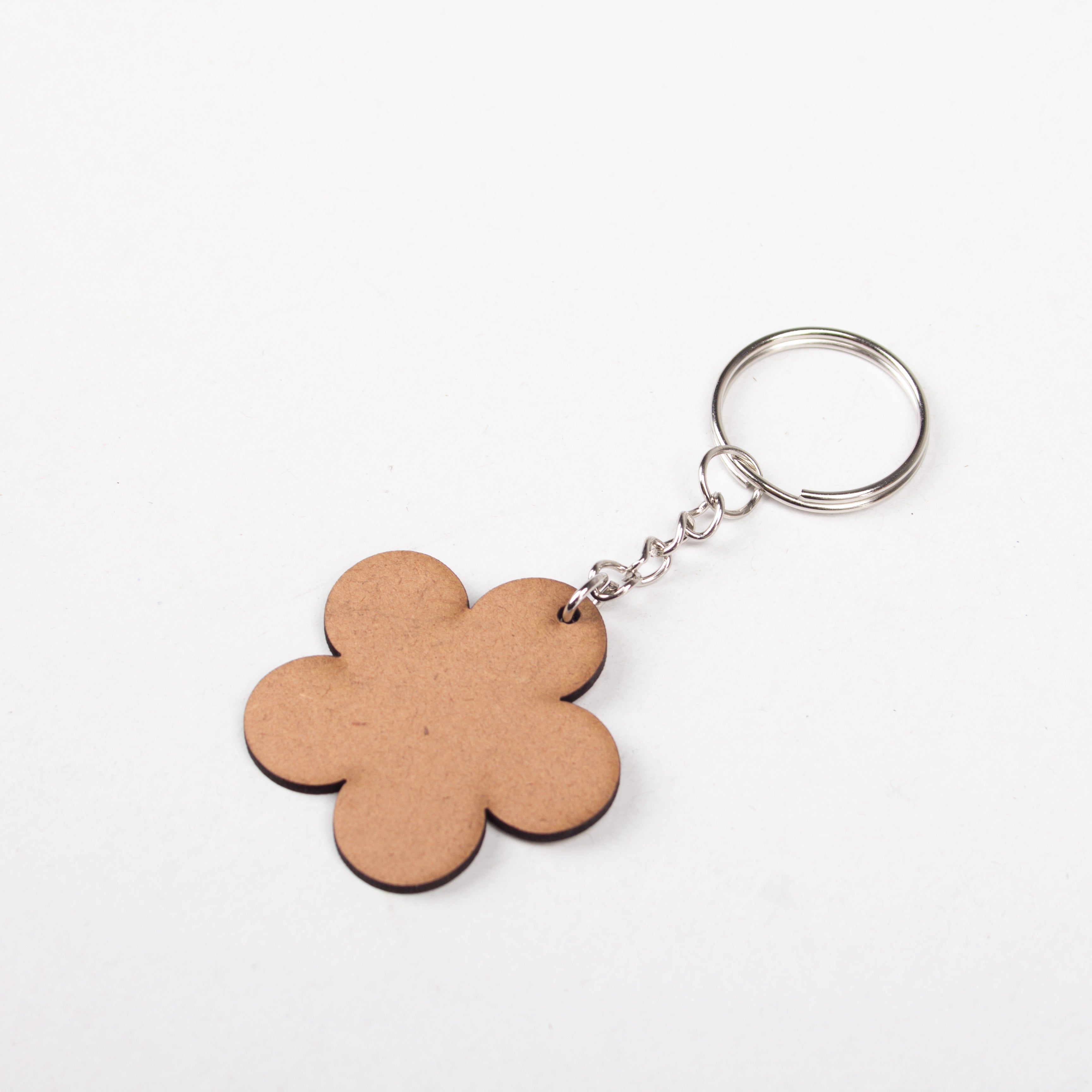 MDF Keychain Flower 5 X4.85cm 2mm Thick 5pc
