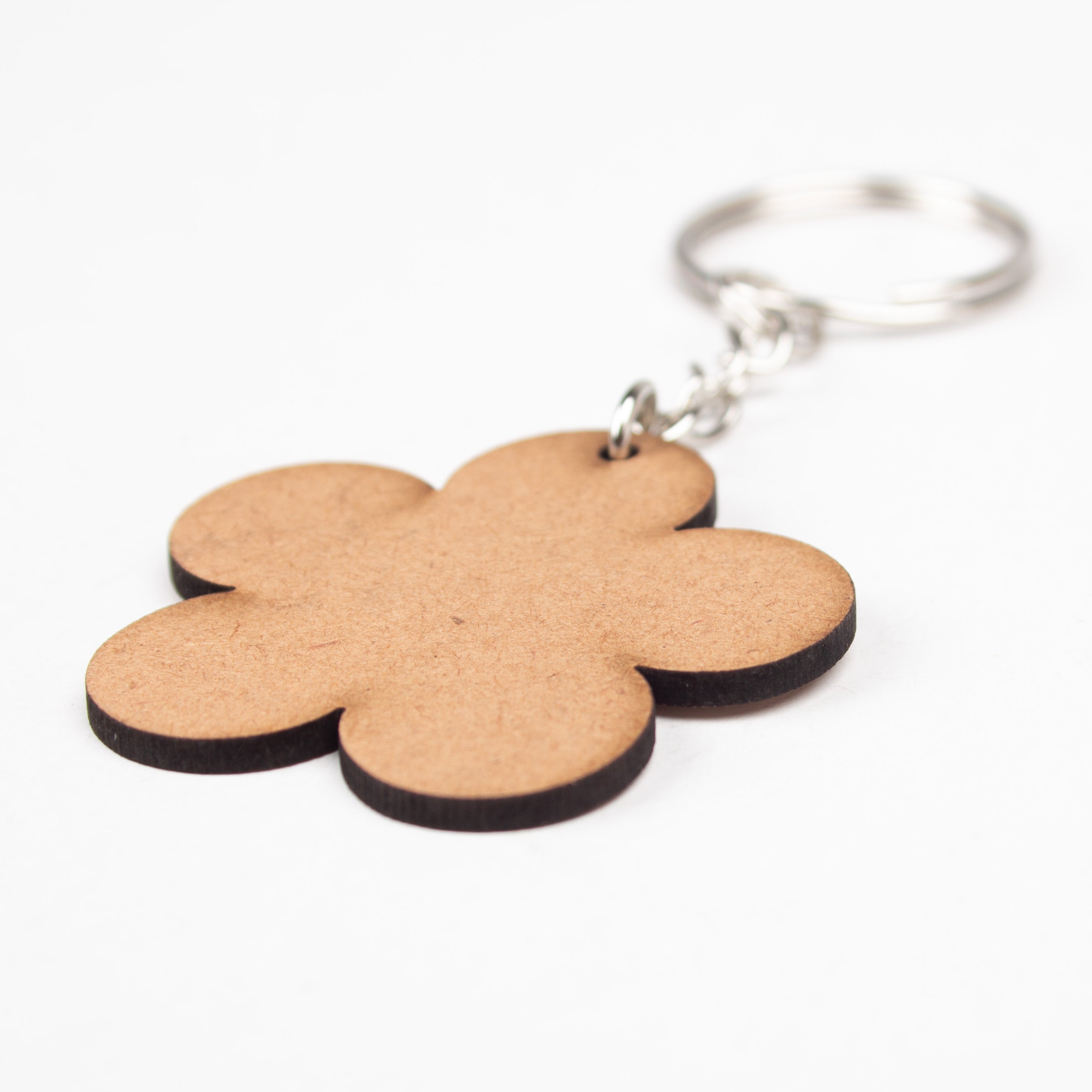 MDF Keychain Flower 5 X4.85cm 2mm Thick 5pc