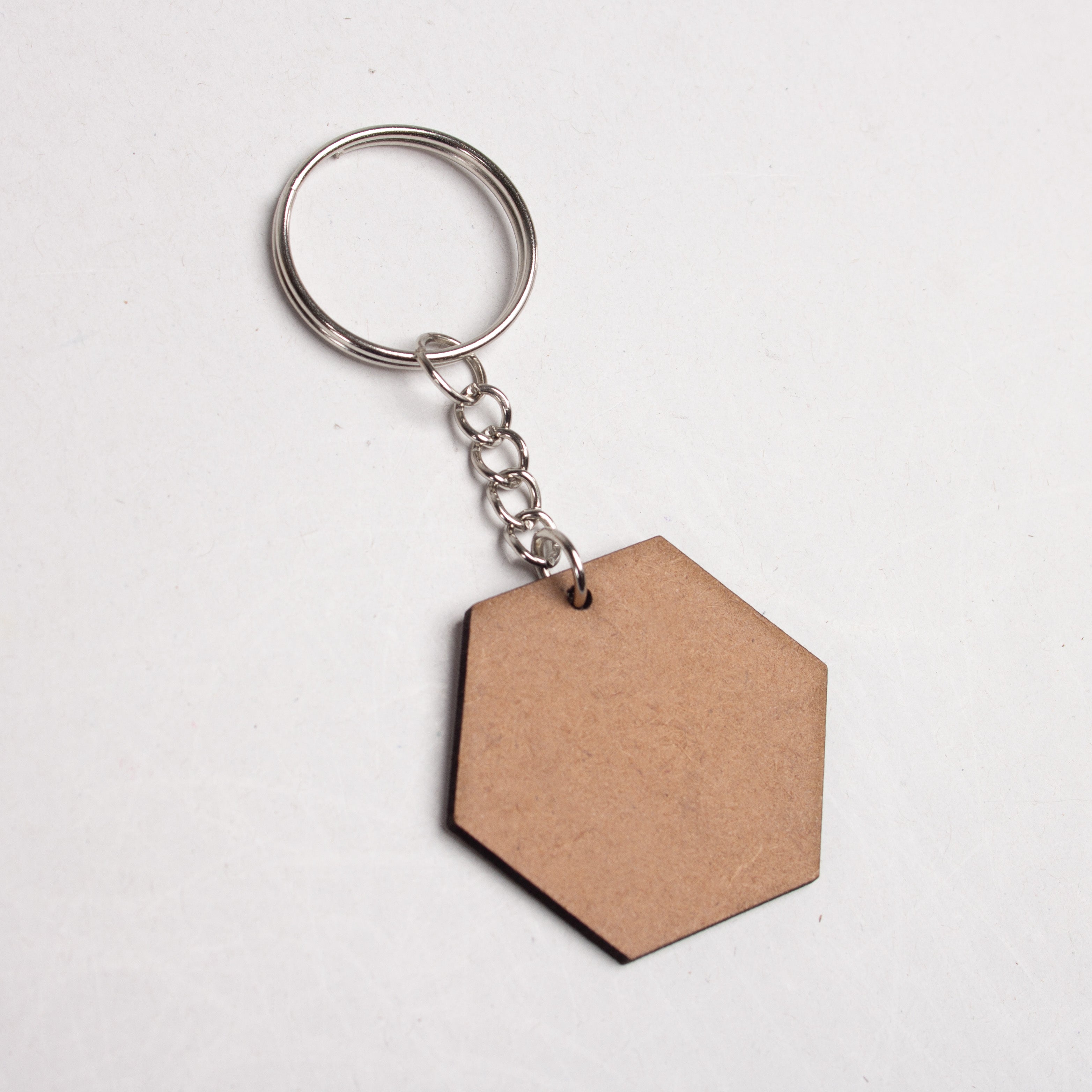 MDF Keychain Hexagon 5 X4.33cm 2mm Thick 5pc