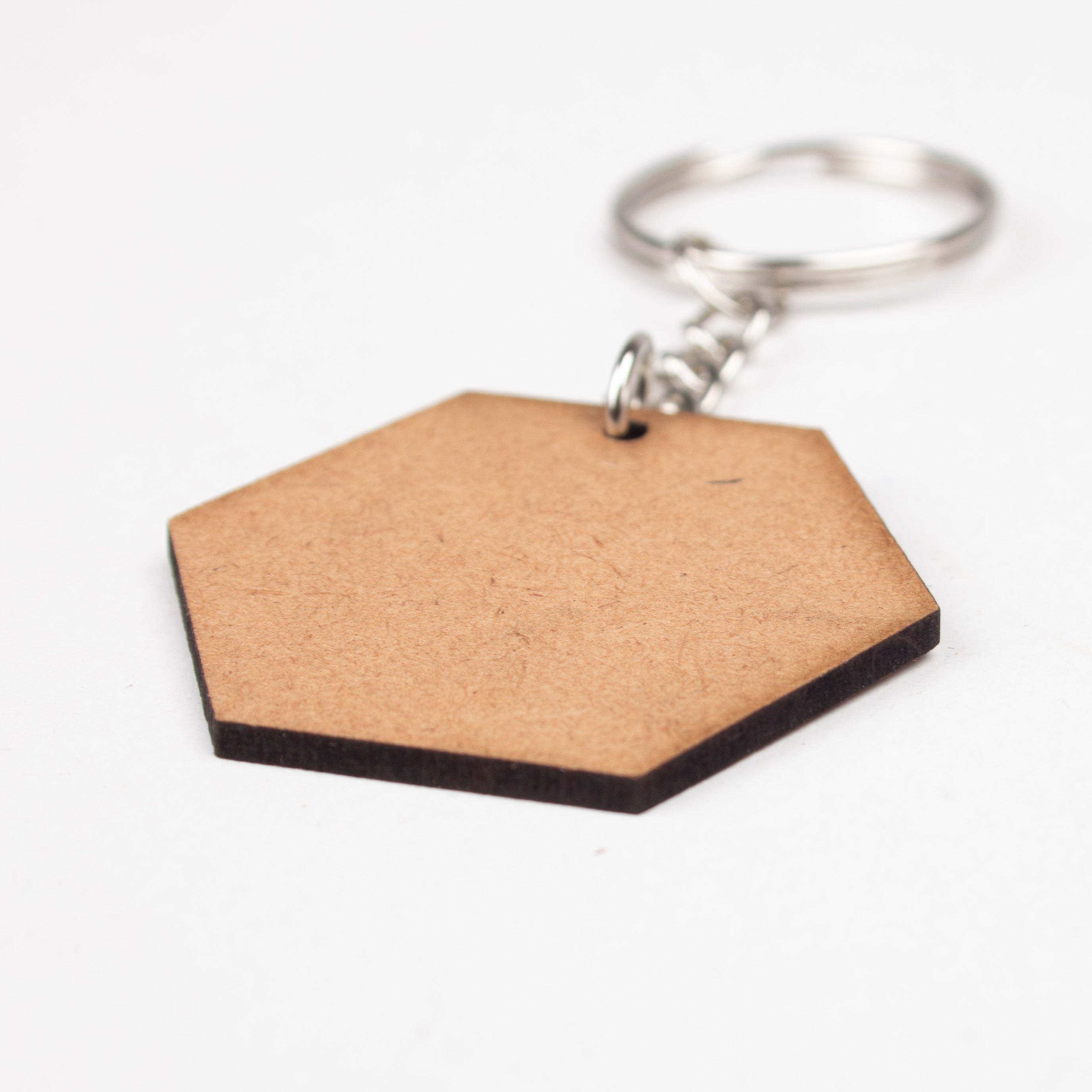 MDF Keychain Hexagon 5 X4.33cm 2mm Thick 5pc