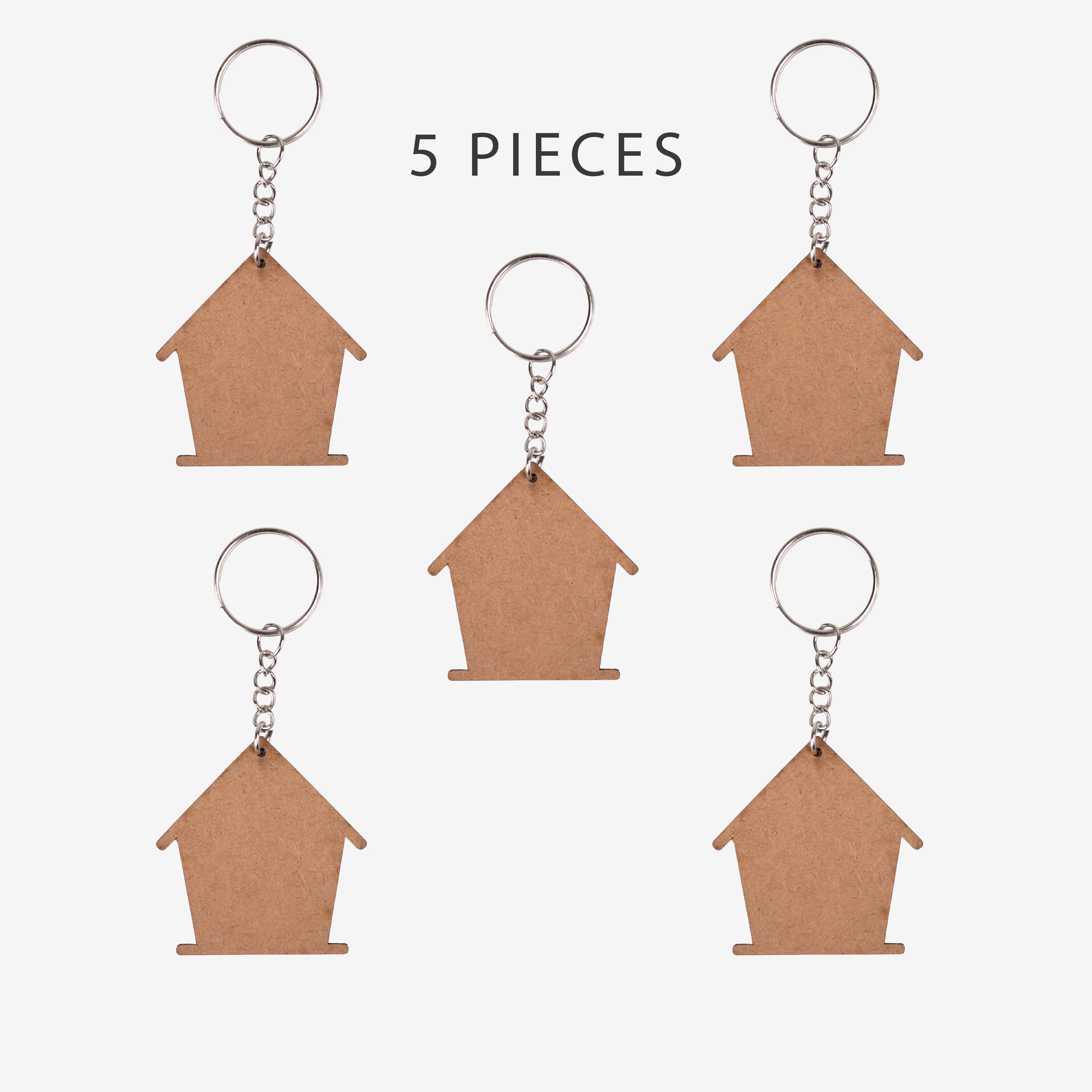 MDF Keychain House 4.8 X5cm 2mm Thick 5pc