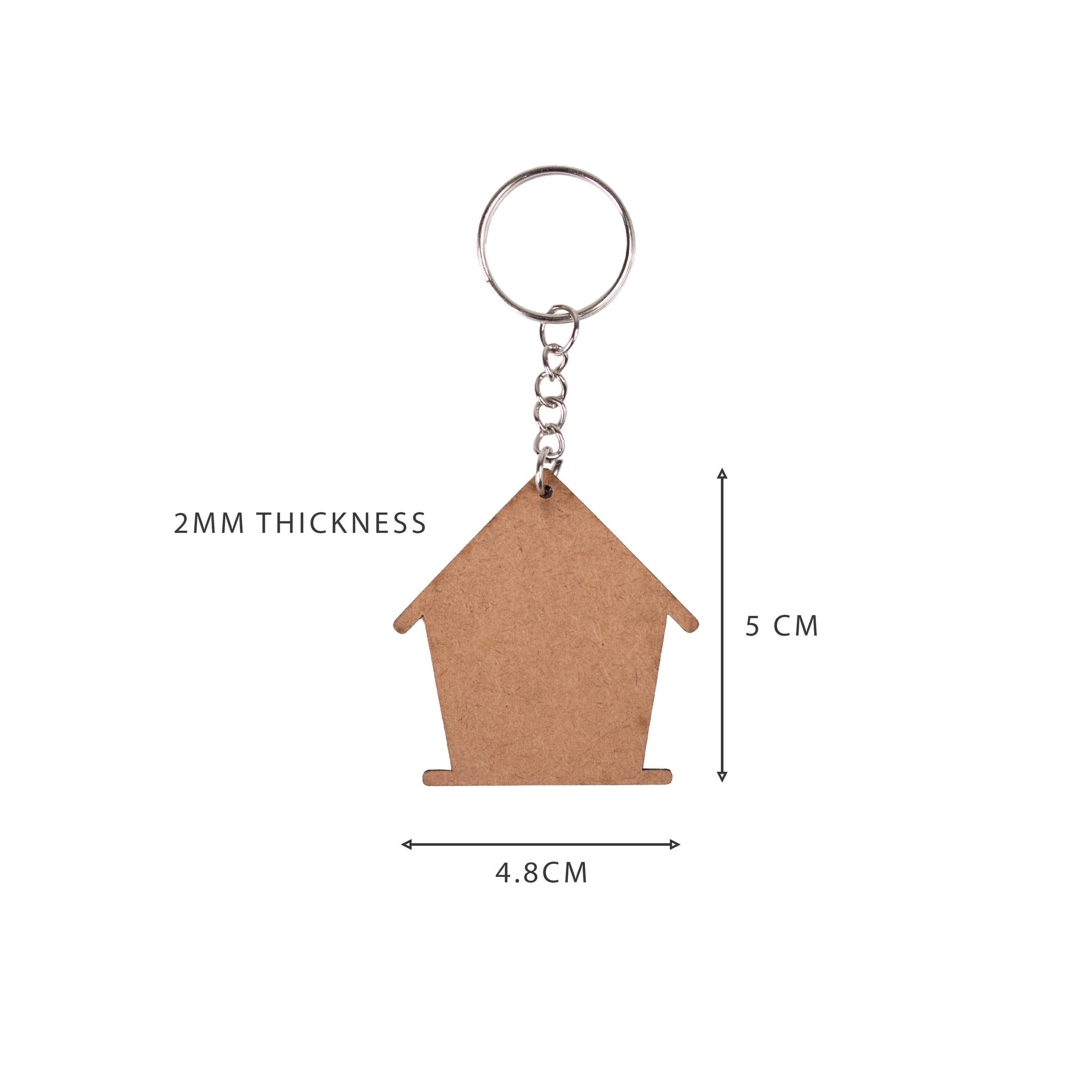MDF Keychain House 4.8 X5cm 2mm Thick 5pc