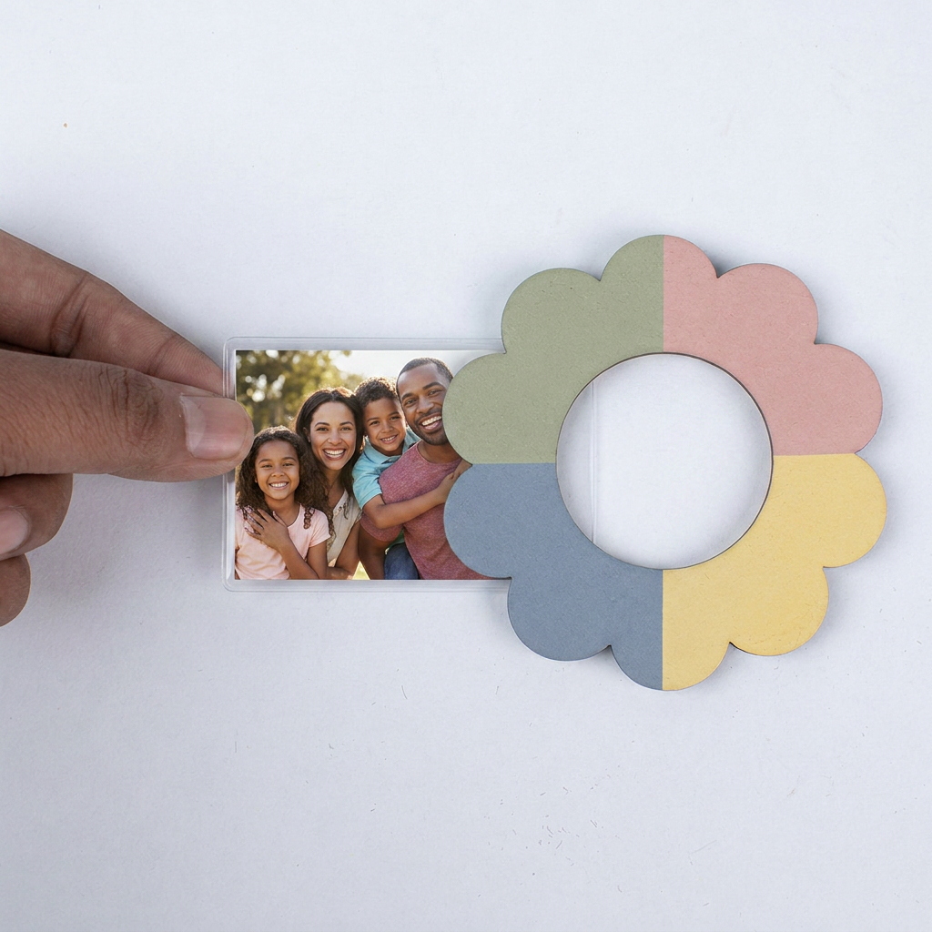 MDF Photo Frame With Magnet Flower 3.6 X 3.75inch 1pc