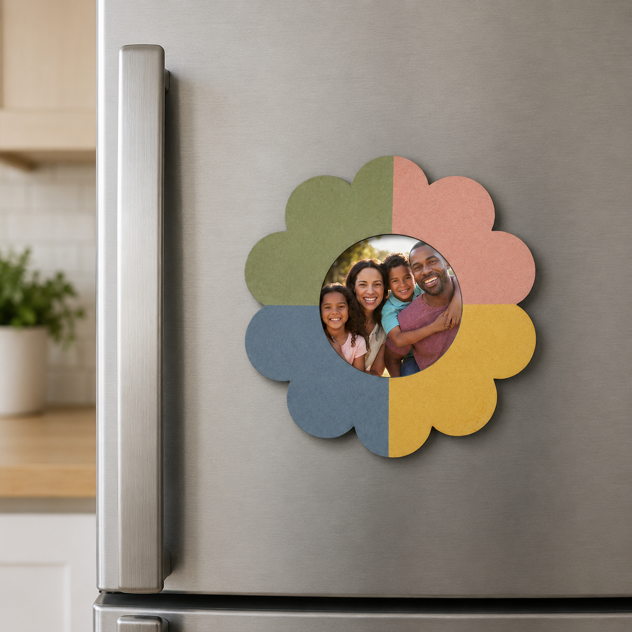 MDF Photo Frame With Magnet Flower 3.6 X 3.75inch 1pc