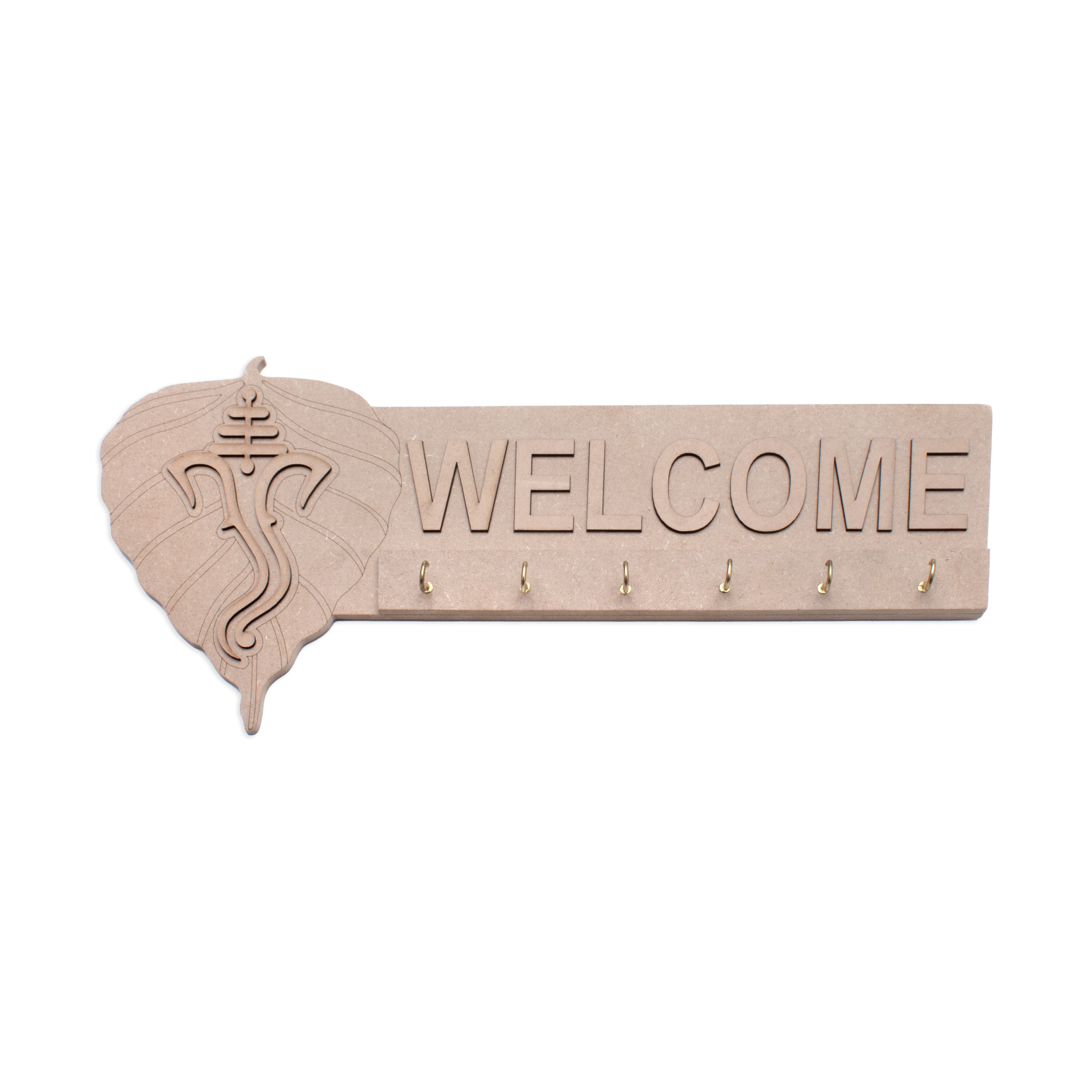 MDF Key Holder Welcome Ganesha L17.08 X W7.6Inch 1pc
