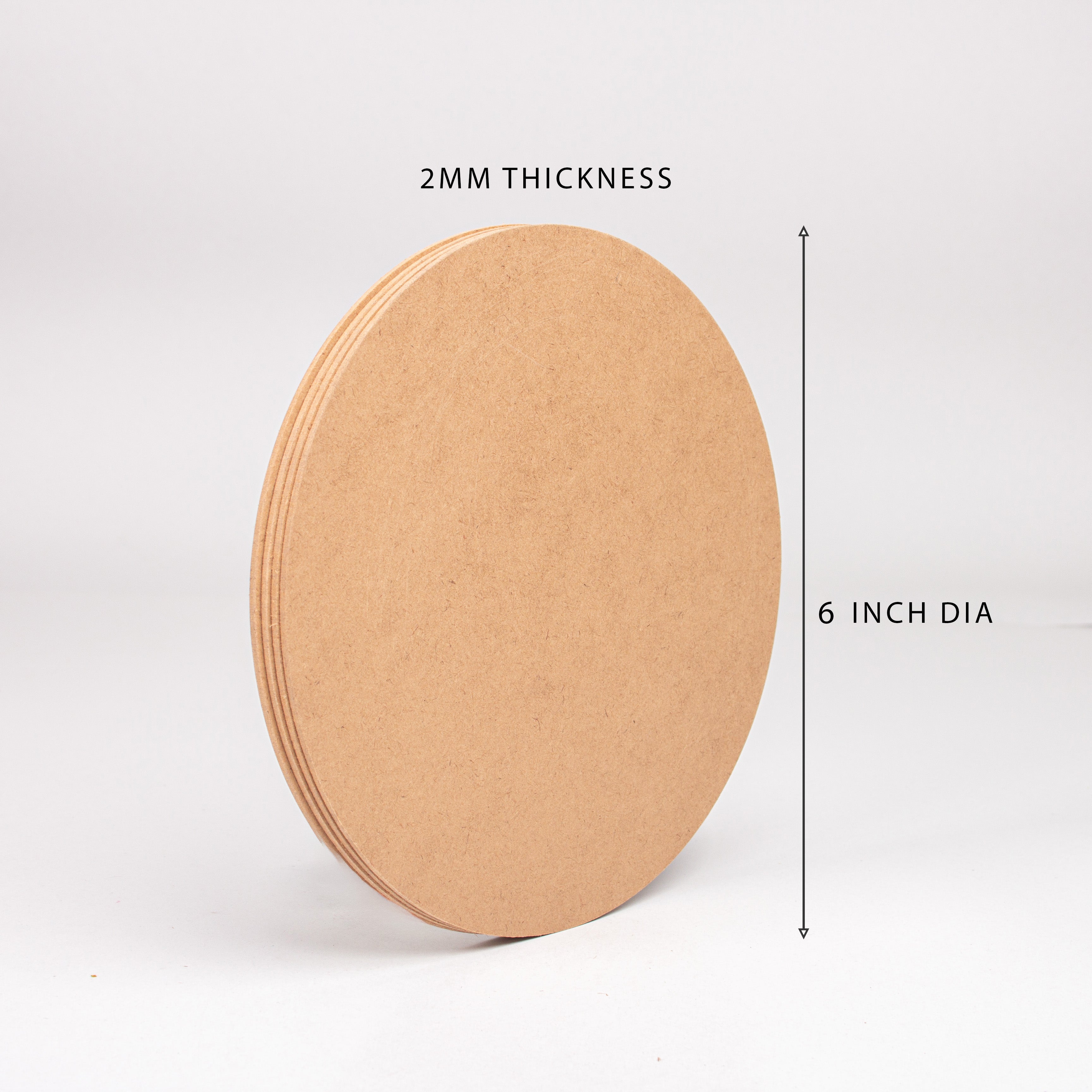 MDF Round 6inch Dia 2mm Thick 4pc