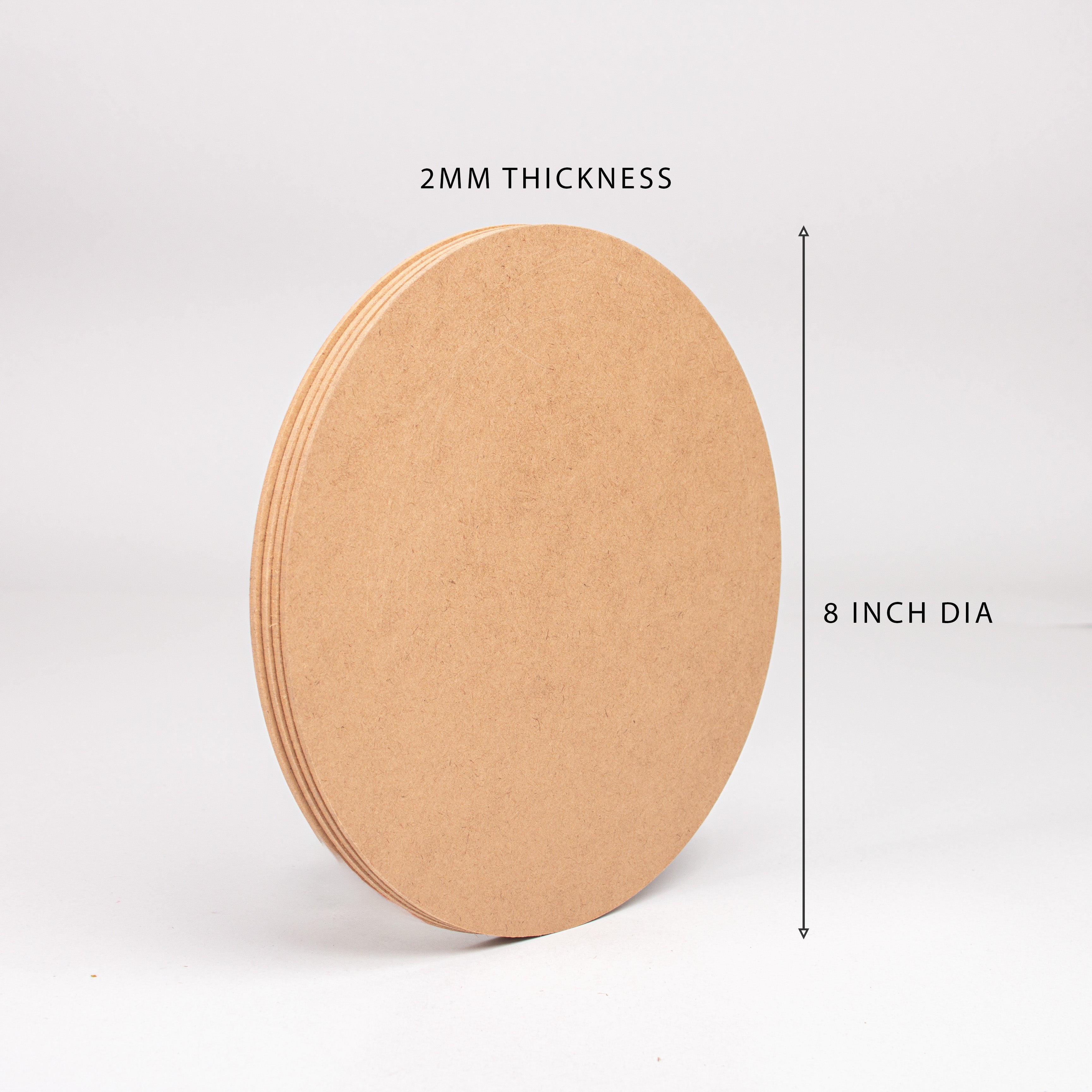 MDF Round 8inch Dia 2mm Thick 4pc