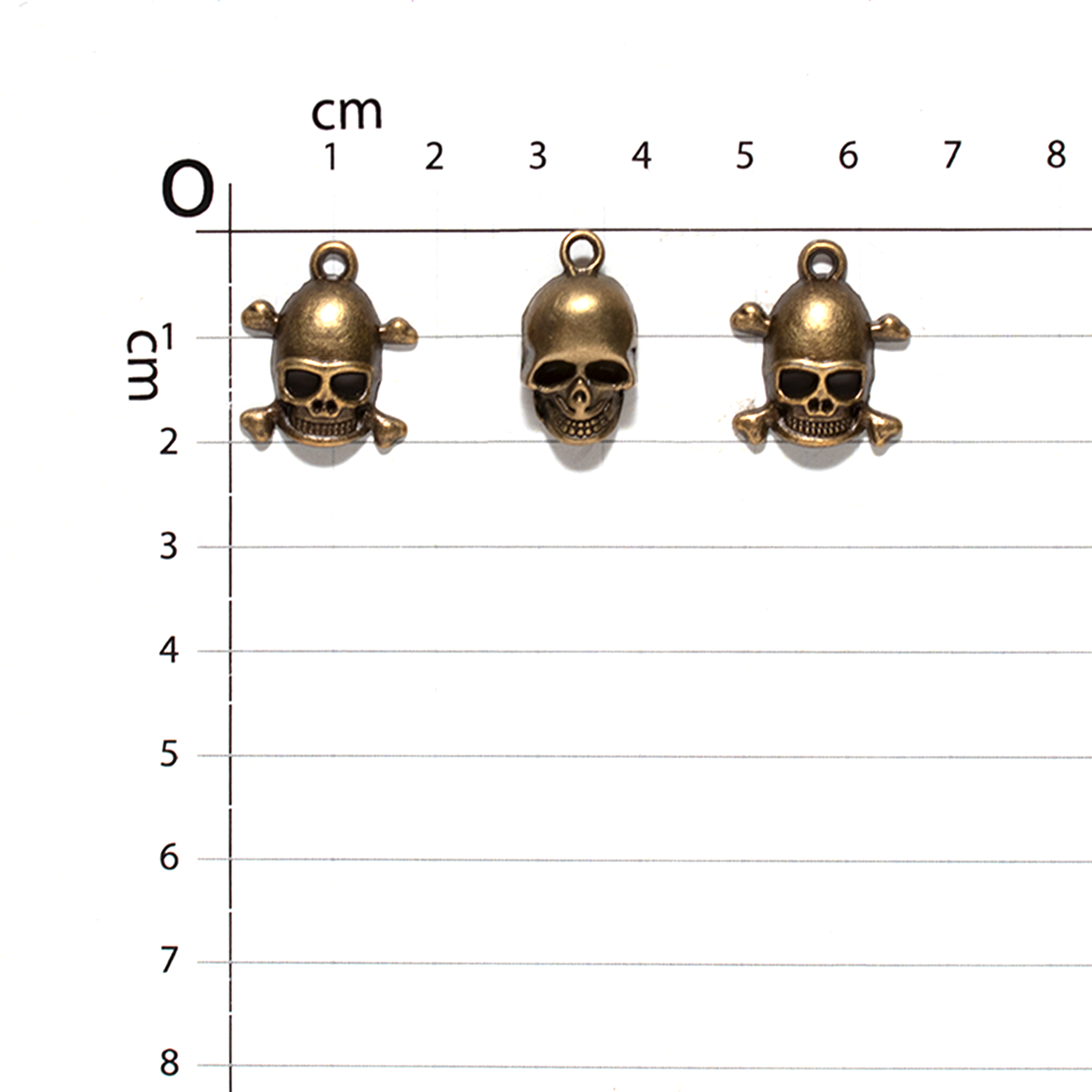 Metal Charms Skulls 3Pcs Pbci Ib
