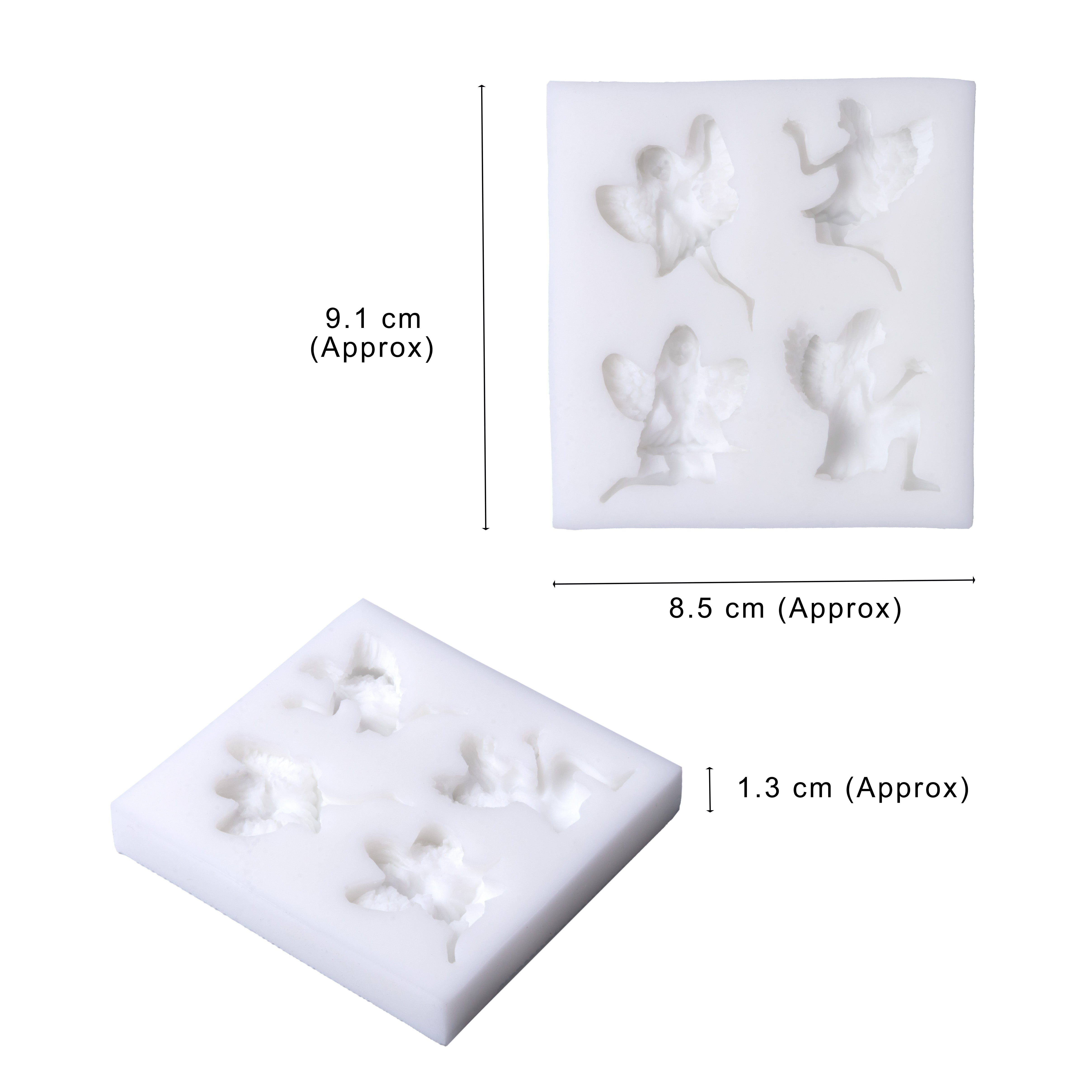 Silicone Mould Fairies And Angels 9.1cm X 8.5cm X 1.3cm 1pc