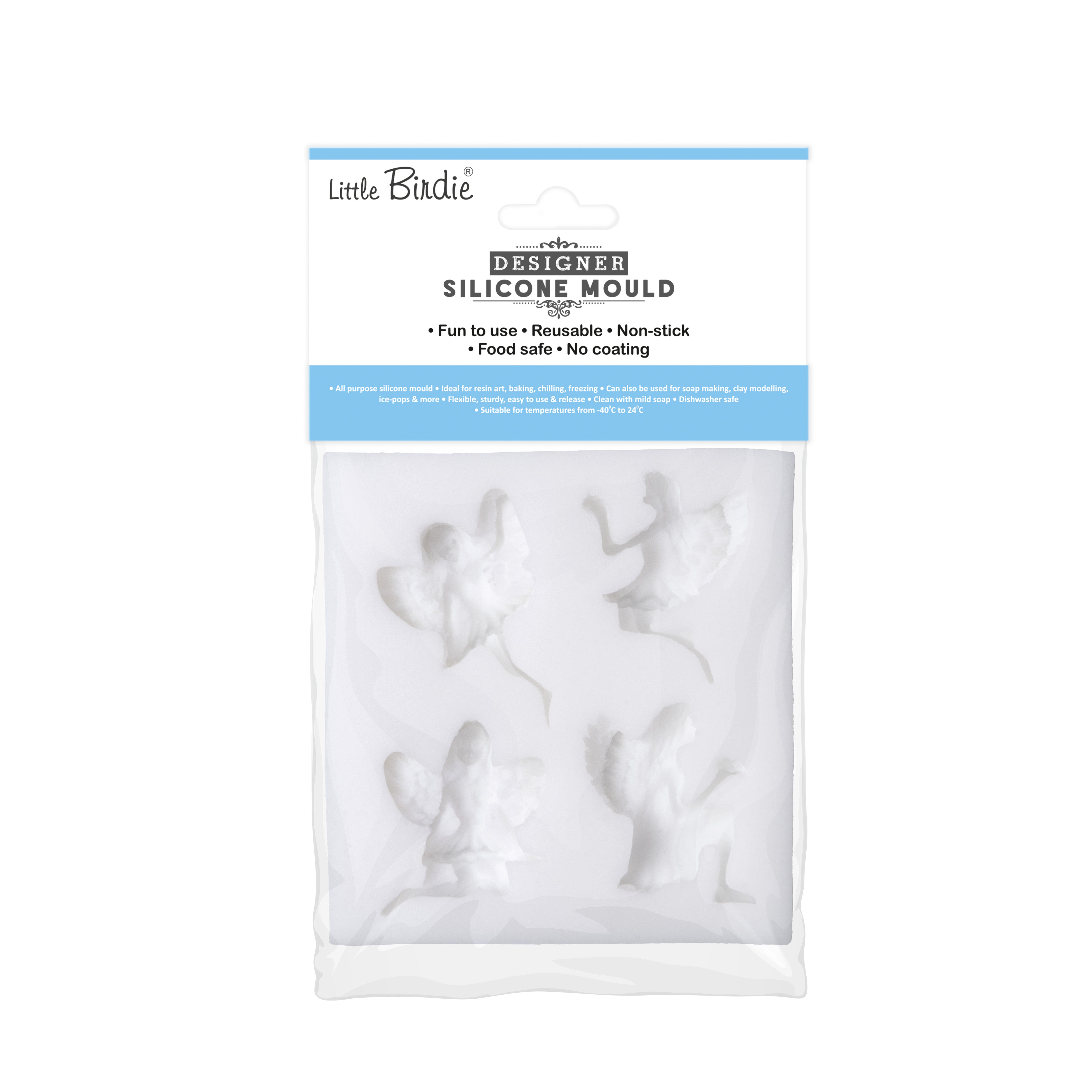 Silicone Mould Fairies And Angels 9.1cm X 8.5cm X 1.3cm 1pc