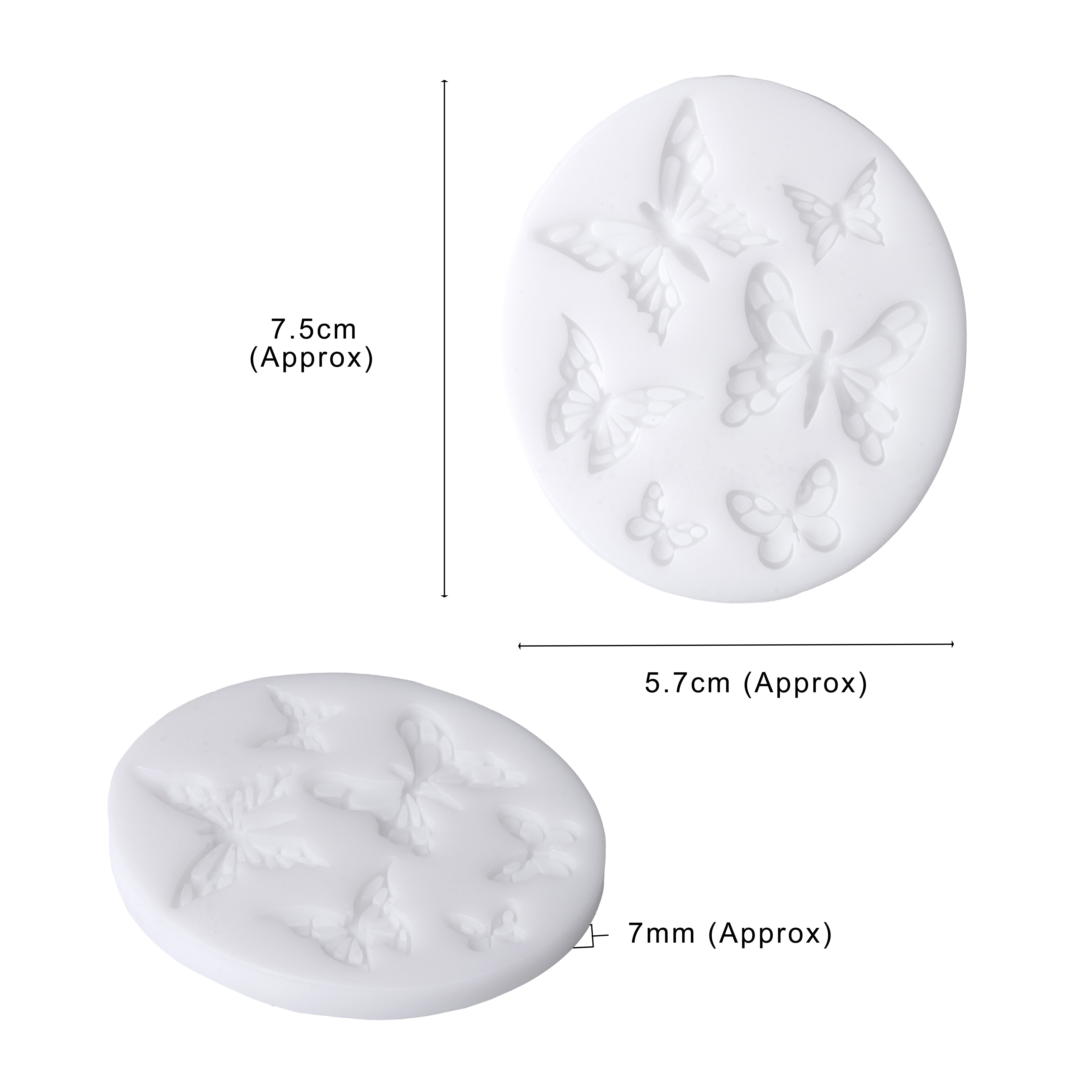 Silicone Mould Butterfly Flutter 7.5cm X 5.7cm 7mm 1pc