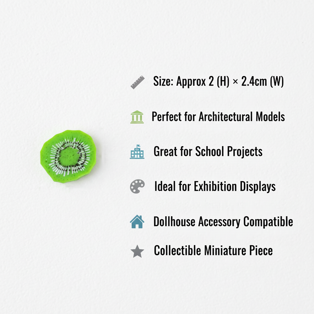 Resin Miniature Kiwi Slice 1pc